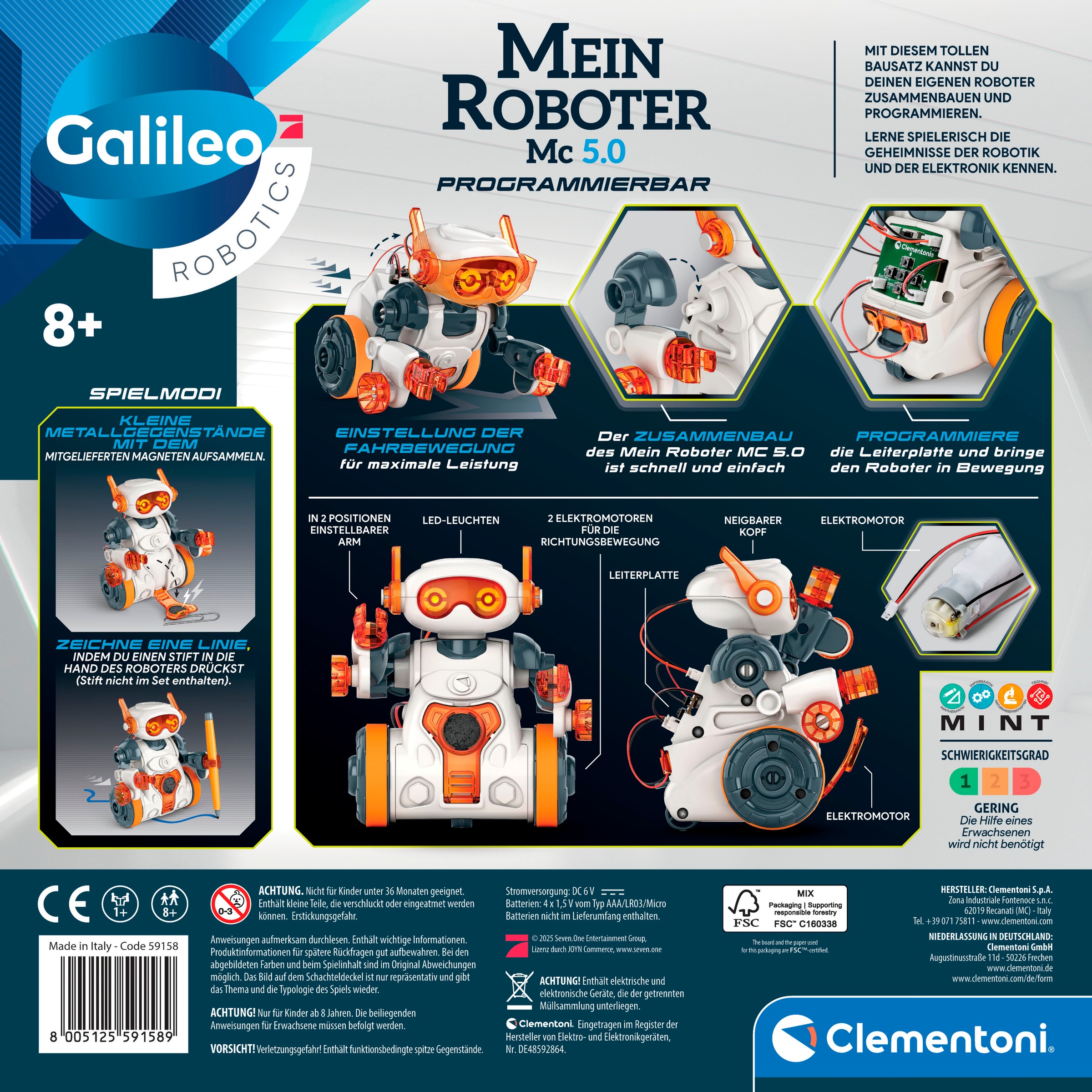 Clementoni® Experimentierkasten »Galileo, Mein Roboter MC5.0« Made in Europe