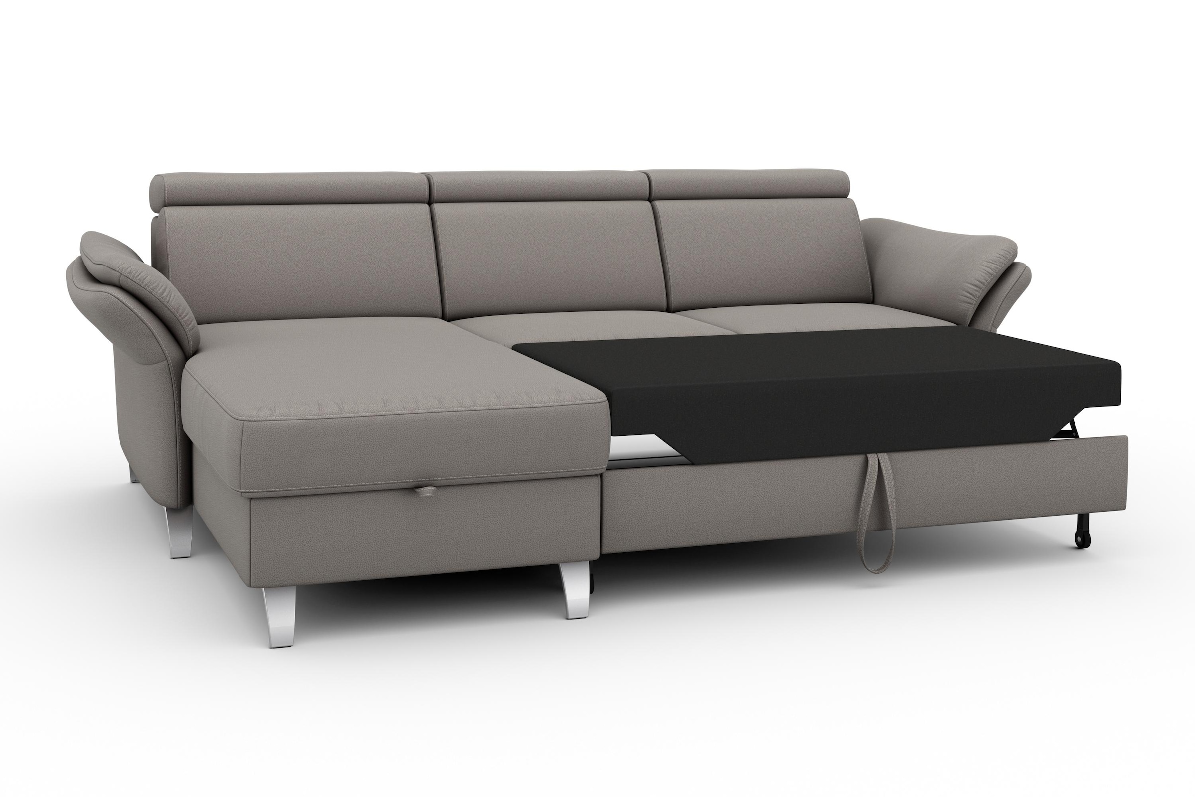 sit&more Ecksofa »Vincenzo L-Form«, inklusive Kopfteilverstellung, wahlweise mit Bettfunktion, Bettkasten