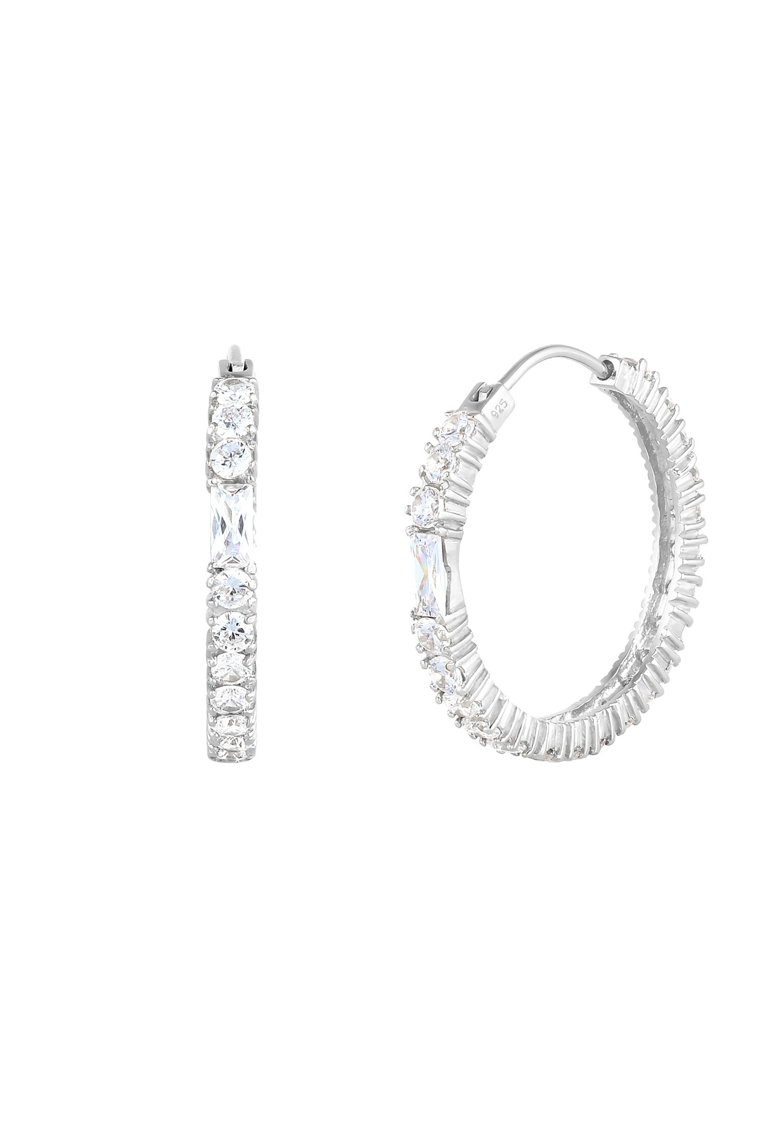 Elli Premium Paar Creolen »Ohrringe Creolen Zirkonia Pavé Funkelnd 925 Silber«