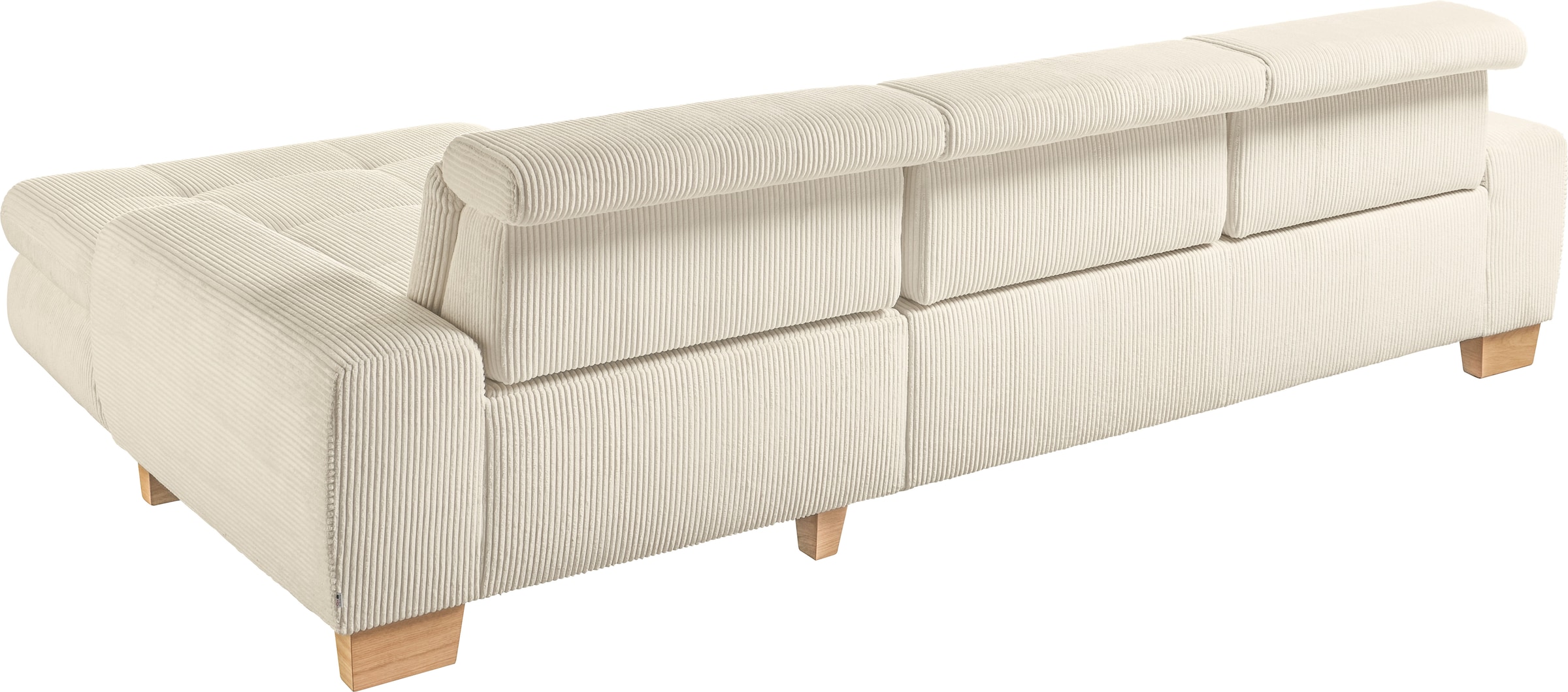set one by Musterring Ecksofa »SO 3400 Sitzhöhe 47cm oder 49cm, Sitztiefe verstellbar, B/T: 307/195cm«, Kopteil verstellbar, mit Bettfunktion, in Cord, natur, Sitzhöhe 47