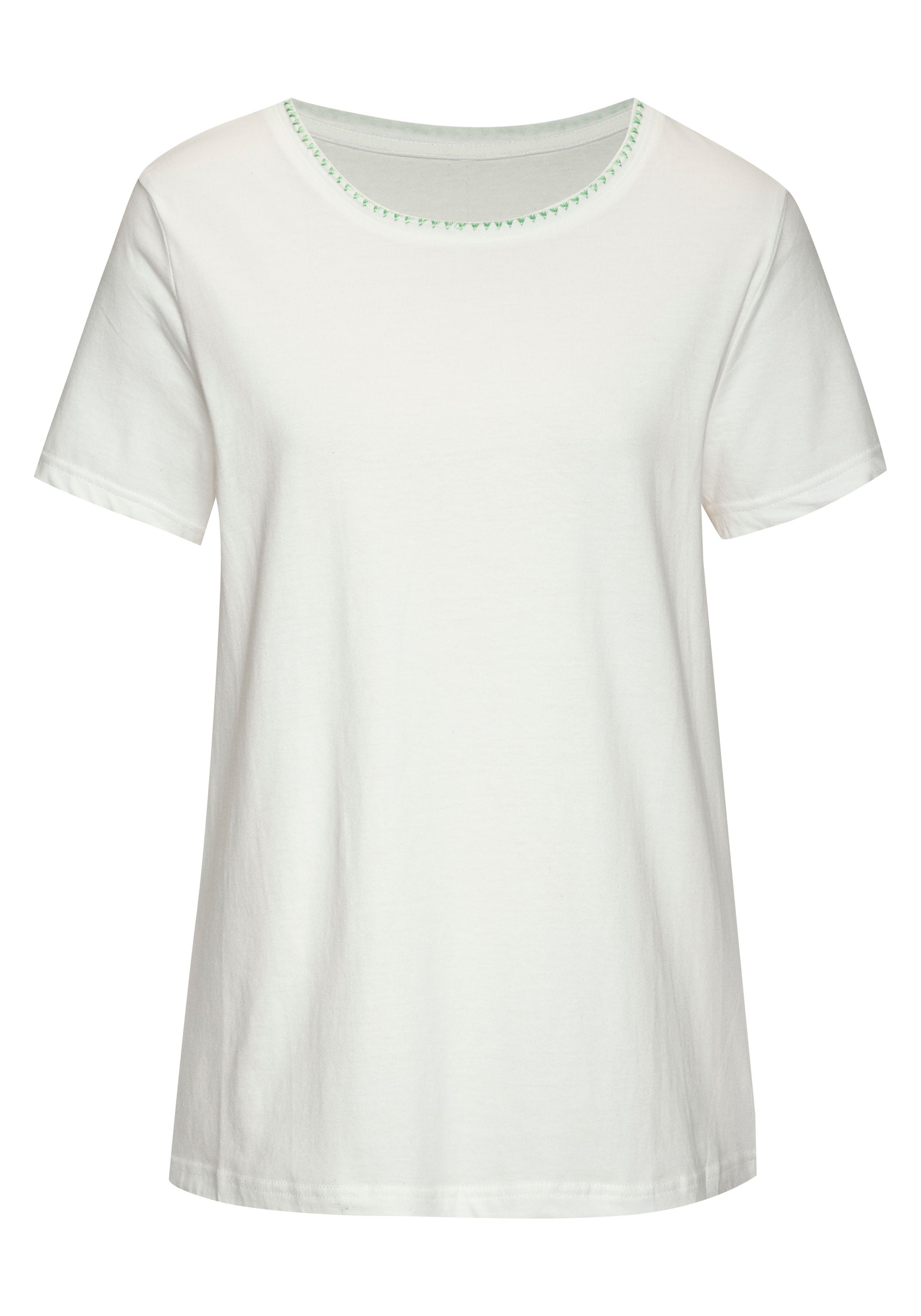 Vivance T-Shirt »mit modischer Kontraststickerei«, (Packung, 2er-Pack), aus weicher Baumwoll-Qualität