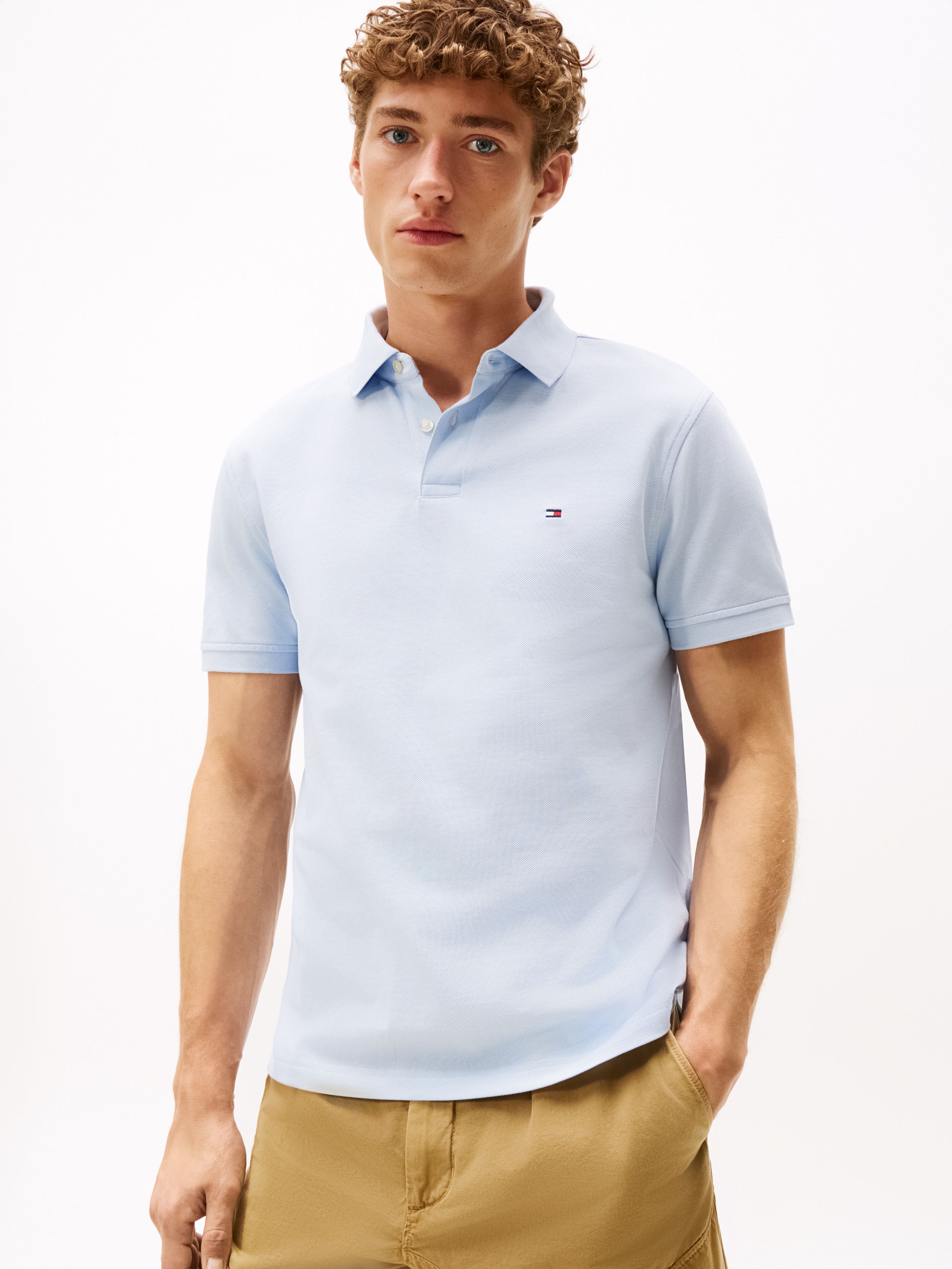 Tommy Hilfiger Poloshirt »1985 REGULAR POLO mit Kontraststreifen und Knopfleiste«, unifarben, sportlich, regular fit, Baumwollmix, Polokragen
