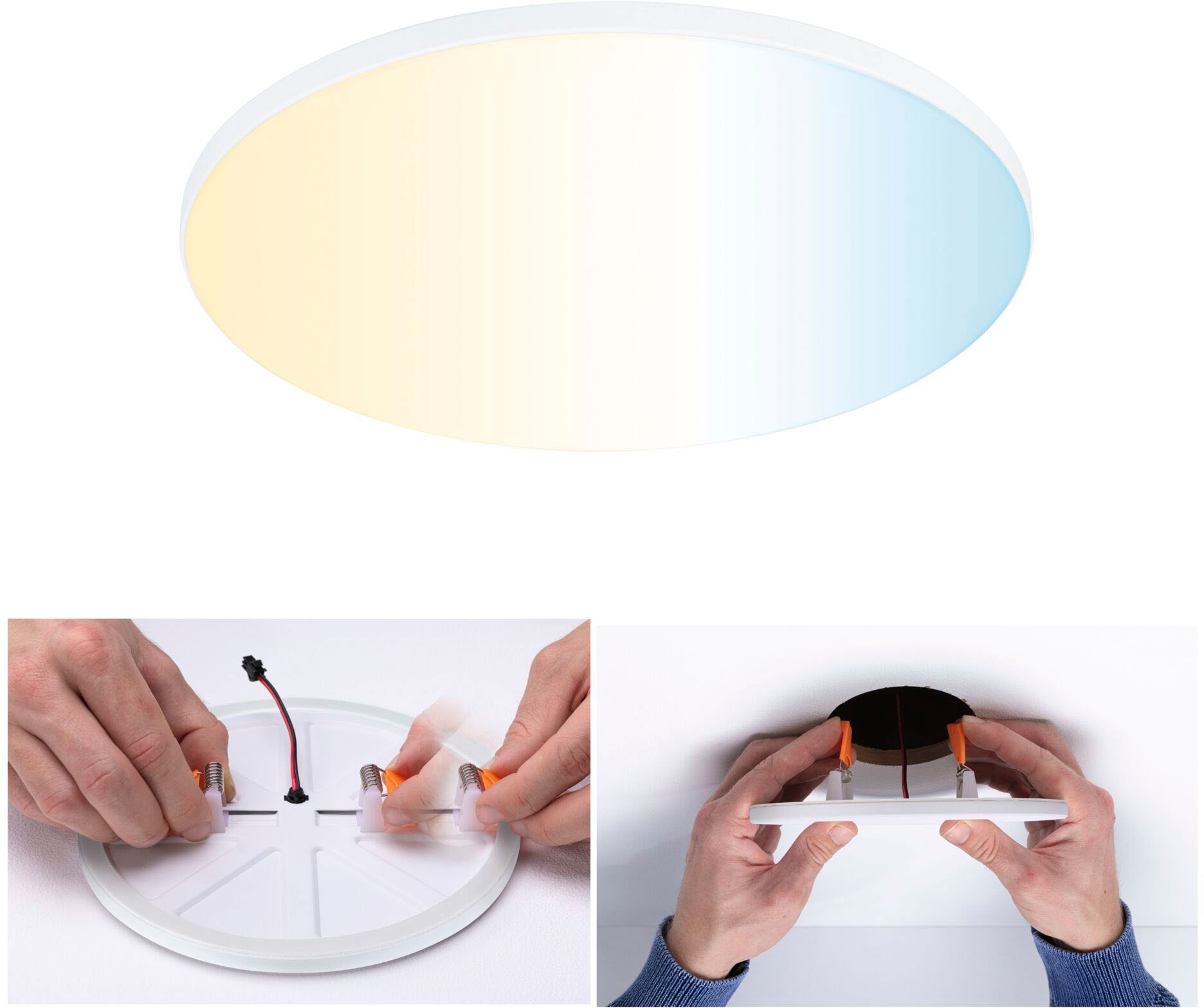 Paulmann LED Einbauleuchte »Veluna VariFit Edge IP44 rund Tunable White, Weiß dimmbar« 1 Stk. Tageslichtweiß LED Einbaupanel ZigBee, App steuerbar