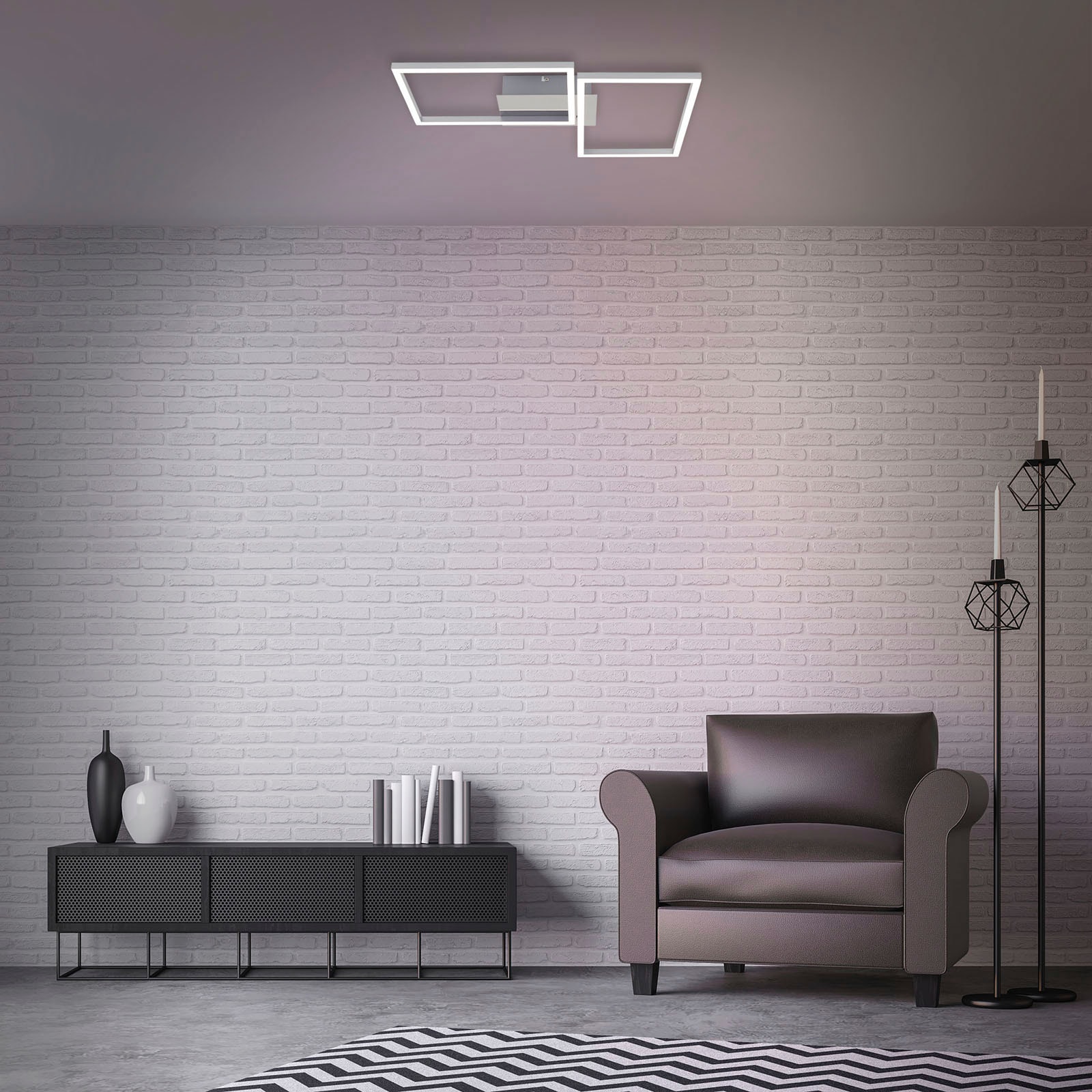 Briloner Leuchten LED Deckenleuchte »3149018 FRAME«, Leuchtmittel LED-Board | LED fest integriert, Deckenlampe, 50x38,8x7,8cm, Chrom, 30W, Wohnzimmer, Schlafzimmer