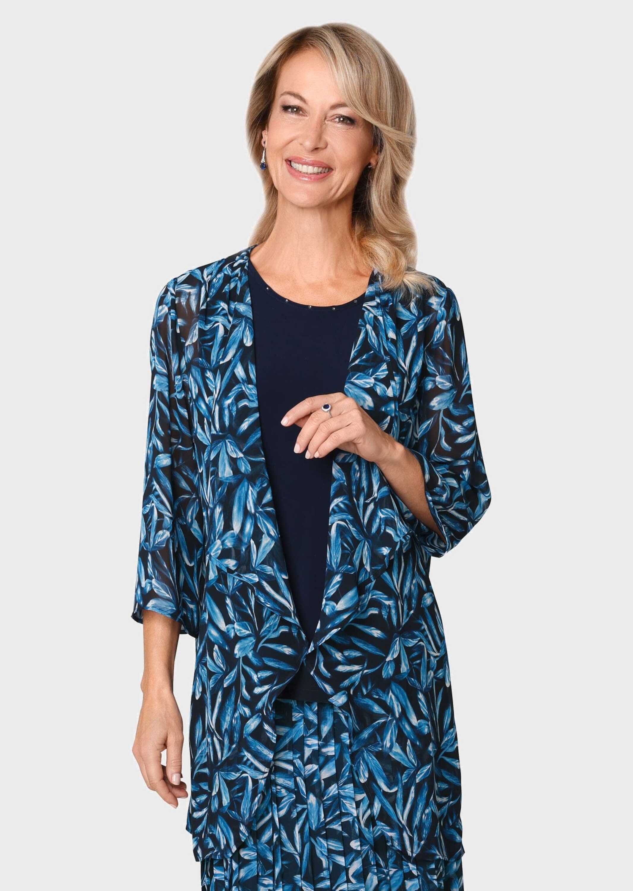 GOLDNER Klassische Bluse »Kurzgröße Set aus elegant bedruckter Chiffonhülle mit Top«