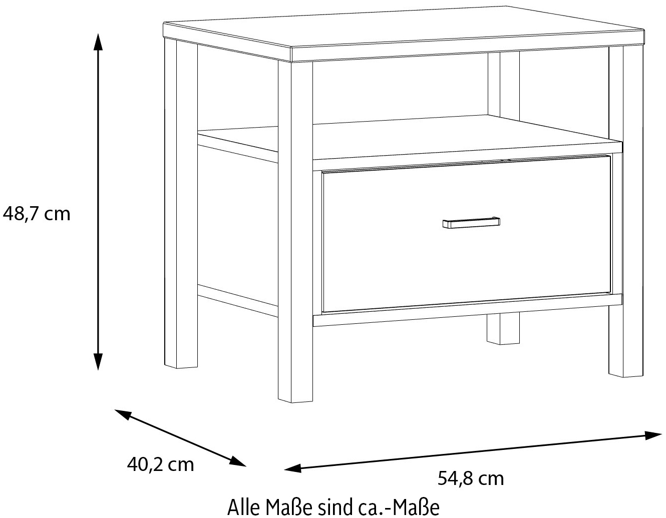 FORTE Nachtkommode »High Rock«, mit schwarzem Metallgriff