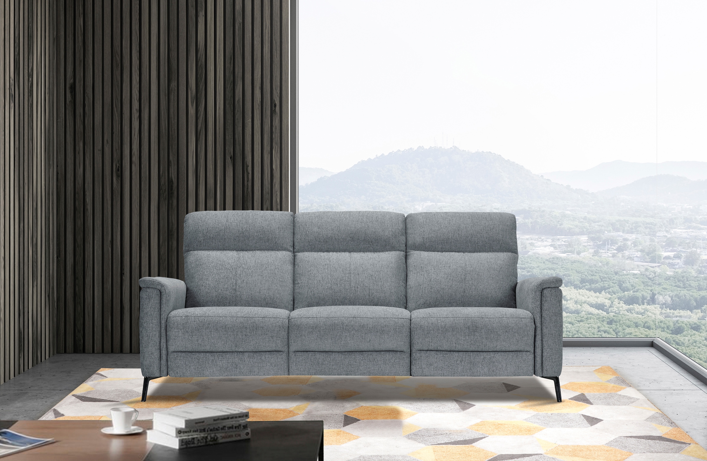 Places of Style 3-Sitzer »Barano, Relaxsofa in Leder und Webstoff«, elektrische Relaxfunktion in 2 Sitzen, Kopfteilverstellung und USB