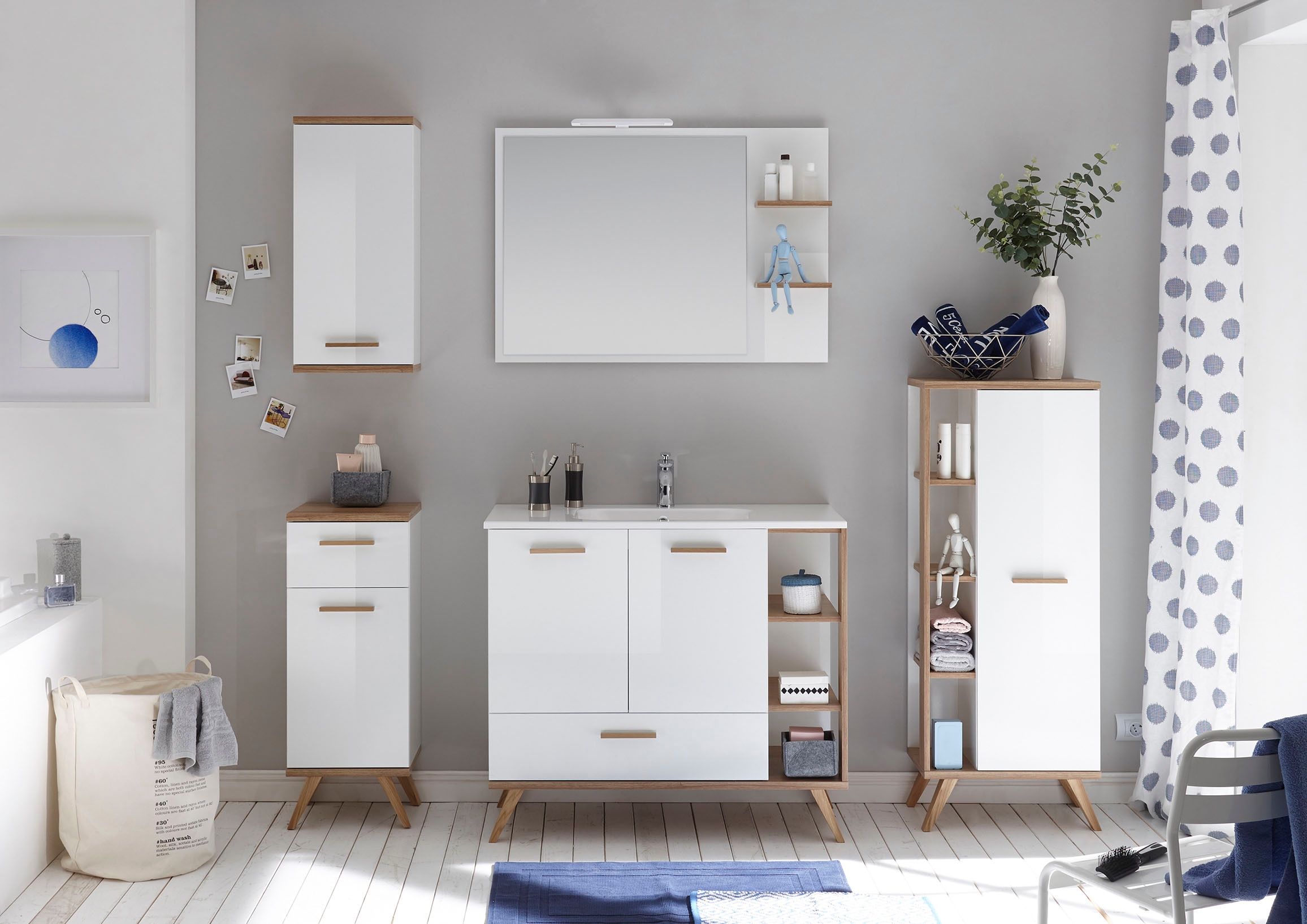 Saphir Waschtisch »Quickset Mineralmarmor-Waschtisch mit Unterschrank, 101 cm breit«, Wachplatz, inkl. Türdämpfer, 2 Türen, 1 Schublade, seitliches Fach