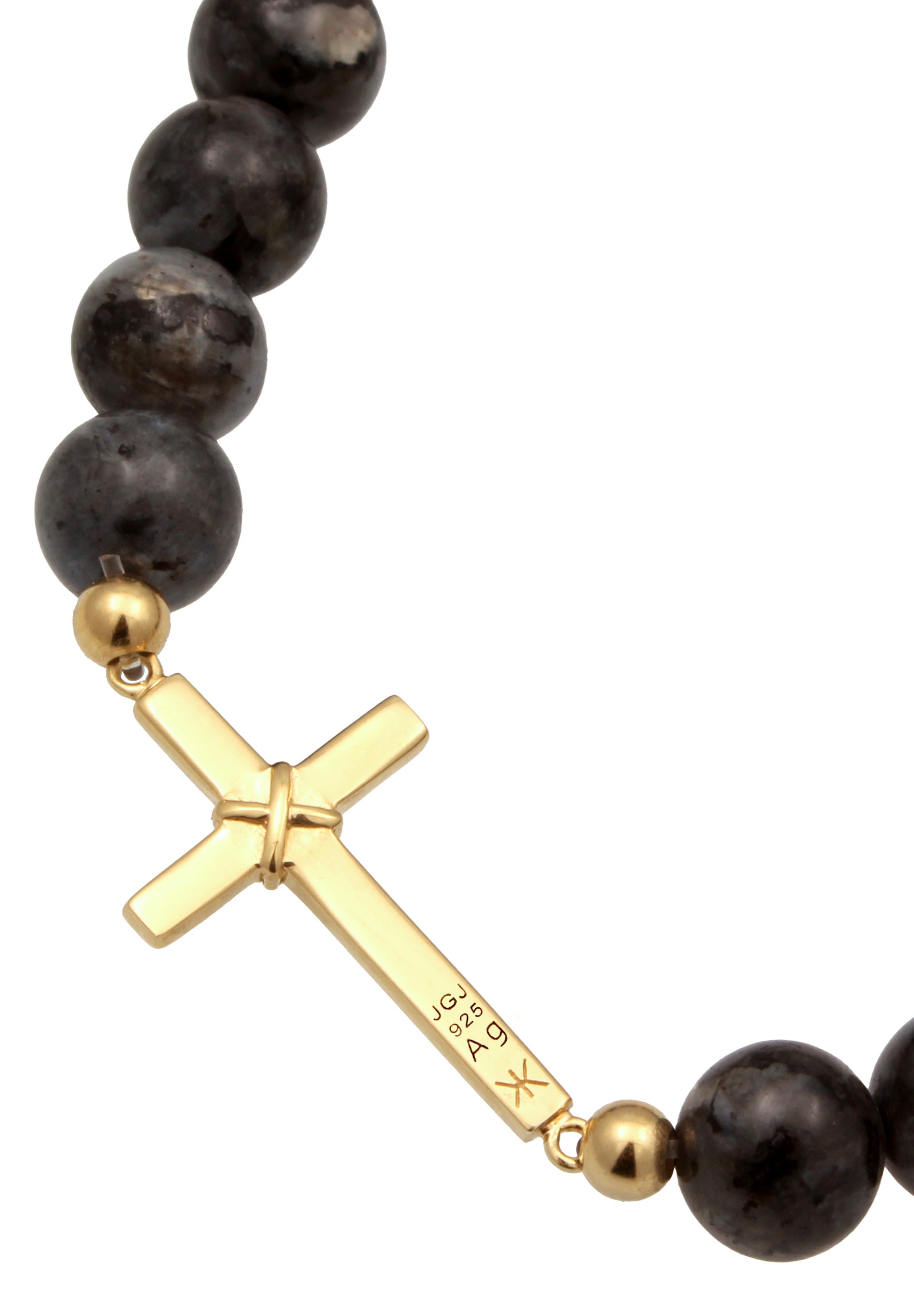 Kuzzoi Armkette »Armband Kreuz Lavakite Edelstein Grau 925 Sterling Silber vergoldet«