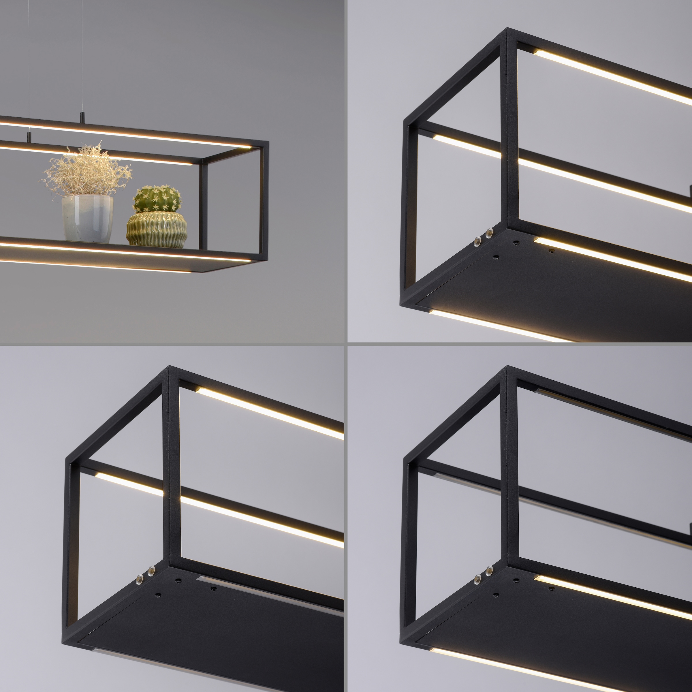 Places of Style LED Pendelleuchte »Cashel«, 4 flammig, Leuchtmittel LED-Board | LED fest integriert, LED Pendelleuchte, warmweißes Licht, 3000 K, inkl 3-Stufen-Touchdimmer