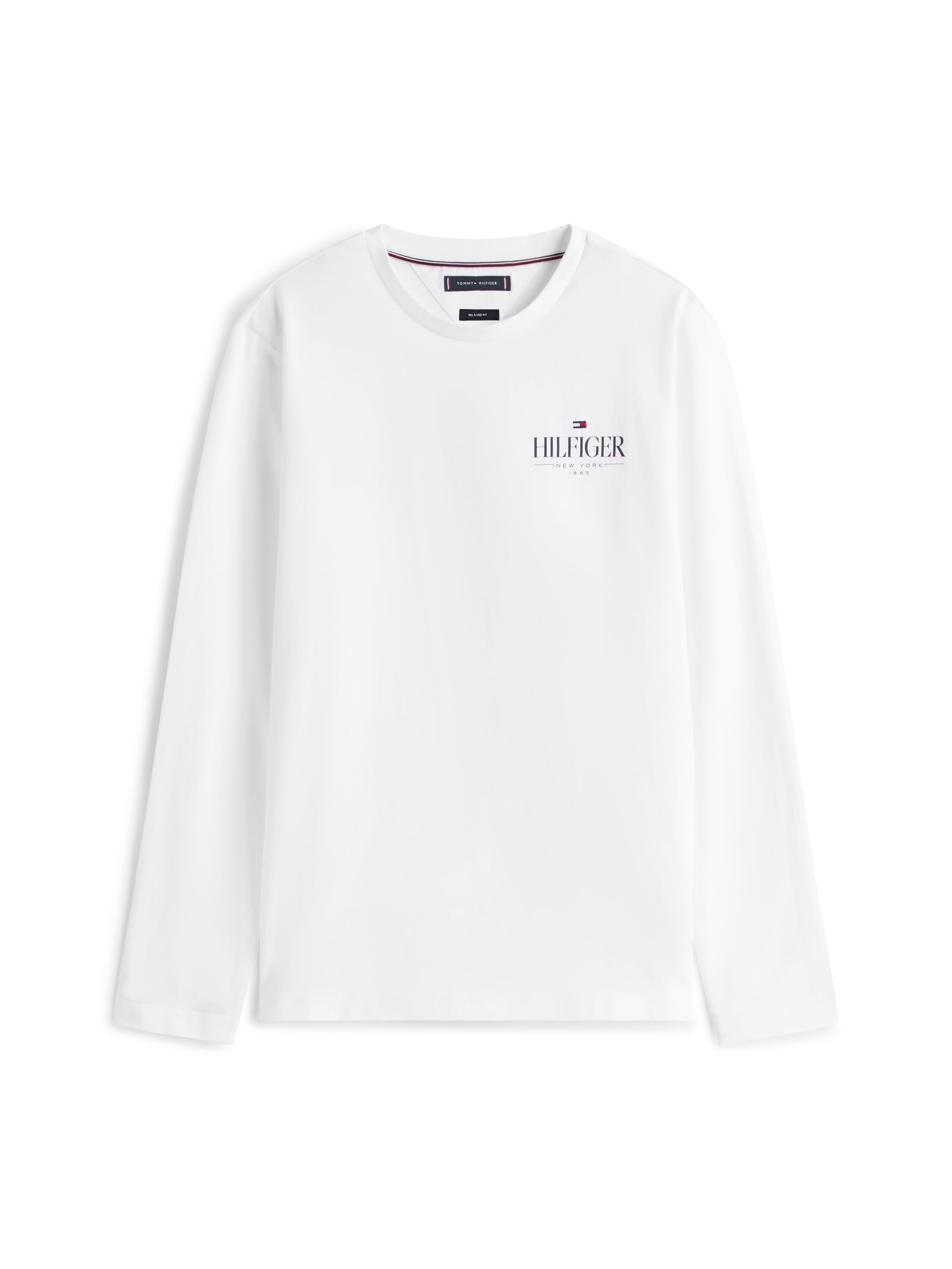 Tommy Hilfiger Longsleeve »HILFIGER STACK LS TEE« Kontrastfarbener Print auf der Brust