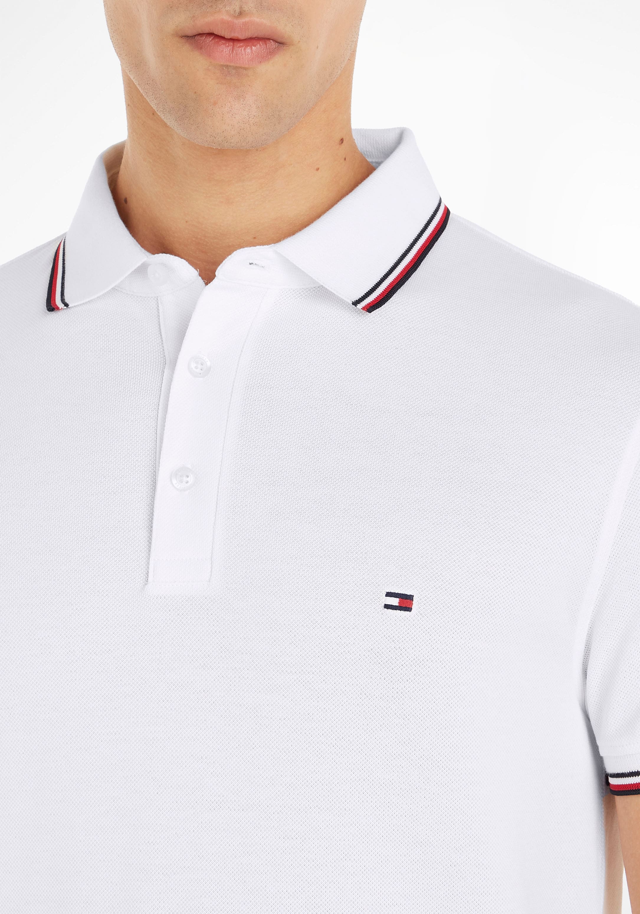 Tommy Hilfiger Poloshirt »1985 RWB TIPPED SLIM POLO«, mit TH-Farben an Ärmel und Kragen