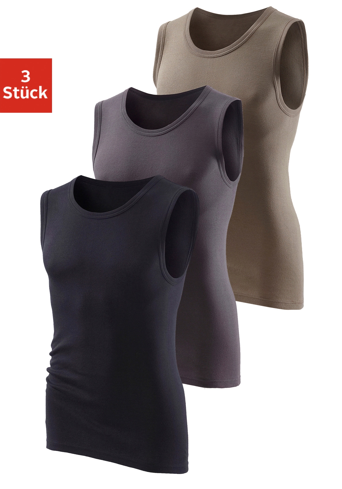 H.I.S Muscleshirt, (3 tlg.), ohne Seitennähte optimale Passform