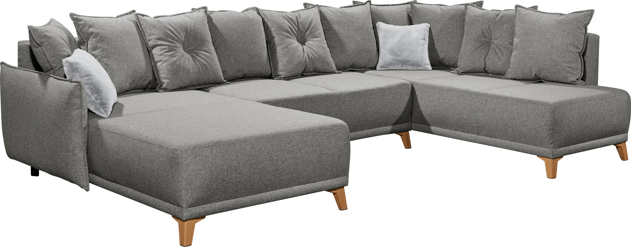 ED EXCITING DESIGN Wohnlandschaft »Pamplona U-Form«, mit Bettfunktion, Bettkasten & Zierkissen