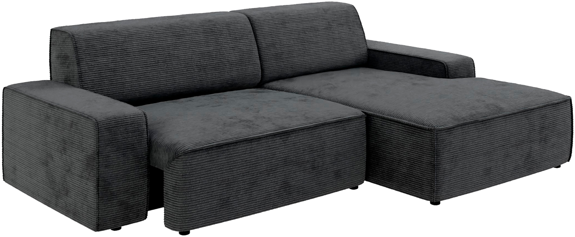 TRENDMANUFAKTUR Ecksofa »Graz, wahlweise mit Sitzvorschub und Bettkasten, L-Form, Breite 246 cm«, in Cord-, haustierfreundlichem LEO Struktur- oder LUMOS-3D-Bezug