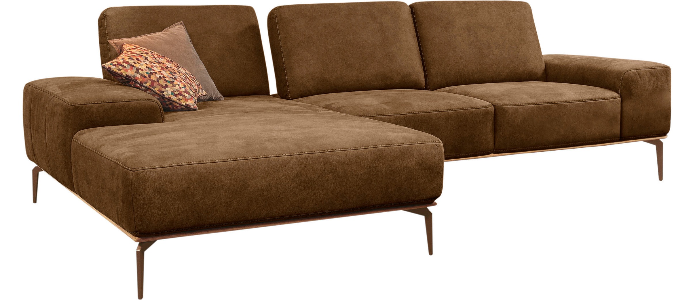 W.SCHILLIG Ecksofa »run, Designsofa mit tollem Sitzkomfort, L-Form«, mit Holzsockel, Füße in Bronze pulverbeschichtet, Breite 299 cm
