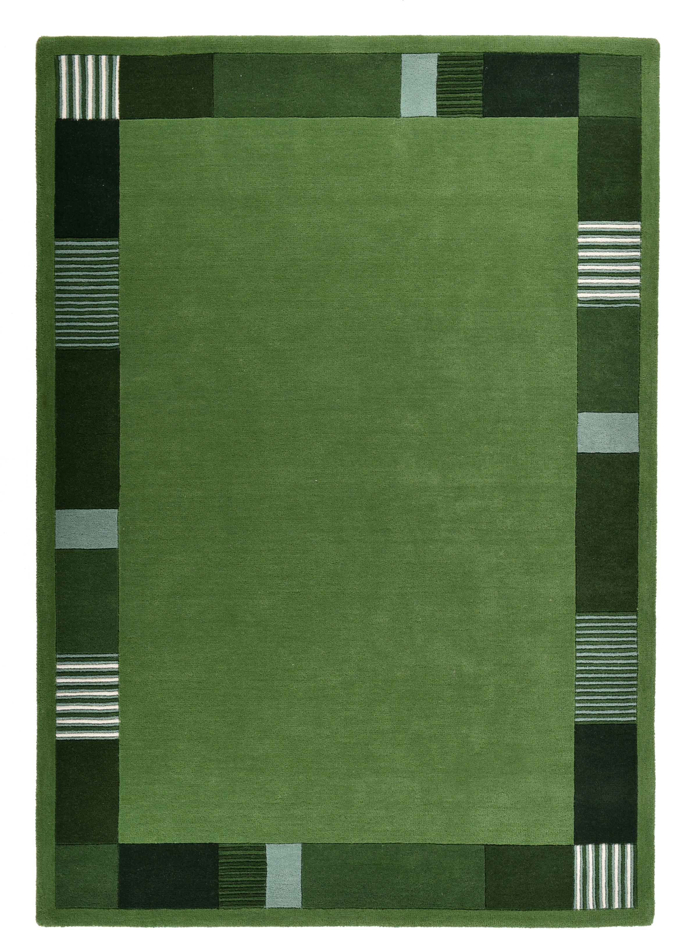 THEKO Wollteppich »Royal Nepali 3085«, rechteckig, 15 mm Höhe, reine Wolle, handgetuftet, Uni-Farben, mit Bordüre, modernes Design