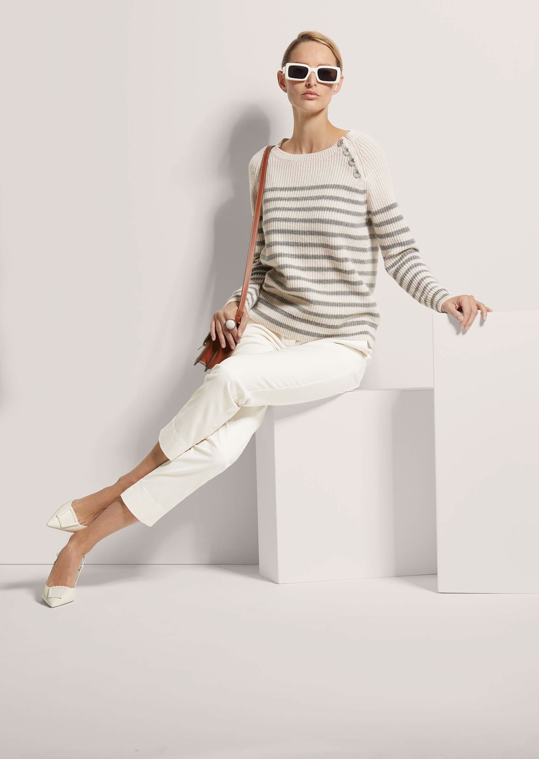 MADELEINE Longpullover »Pullover Rundhals-Pullover im Ringellook«