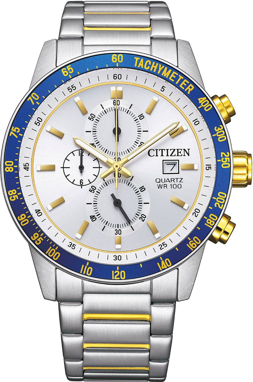 Citizen Chronograph, Quarzuhr,Armbanduhr,Herrenuhr, bis 10bar wasserdicht, Edelstahlarmband