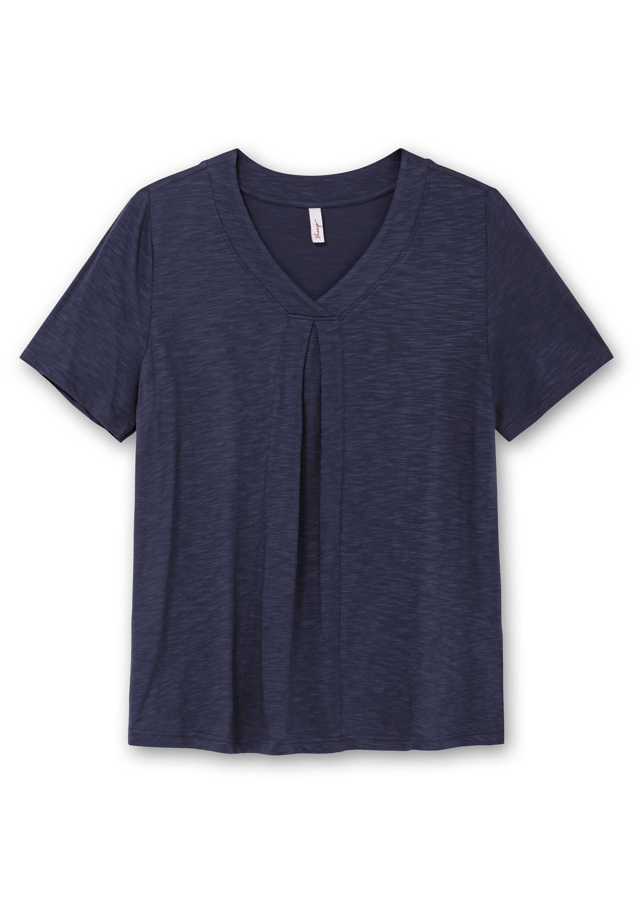 Sheego T-Shirt »Shirt in A-Linie, mit V-Ausschnitt und Kellerfalte«