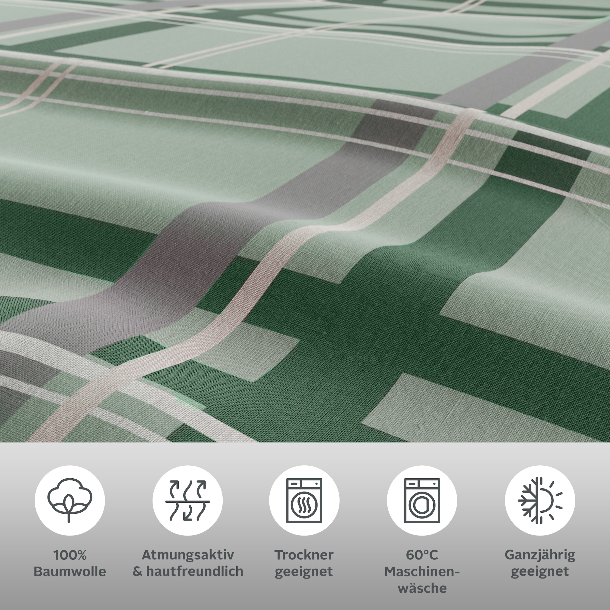 H.I.S Wendebettwäsche »Talin« 2 Stk. NEUHEIT in Gr. 135x200 oder 155x220 cm, 100% Baumwolle, Karo-Design