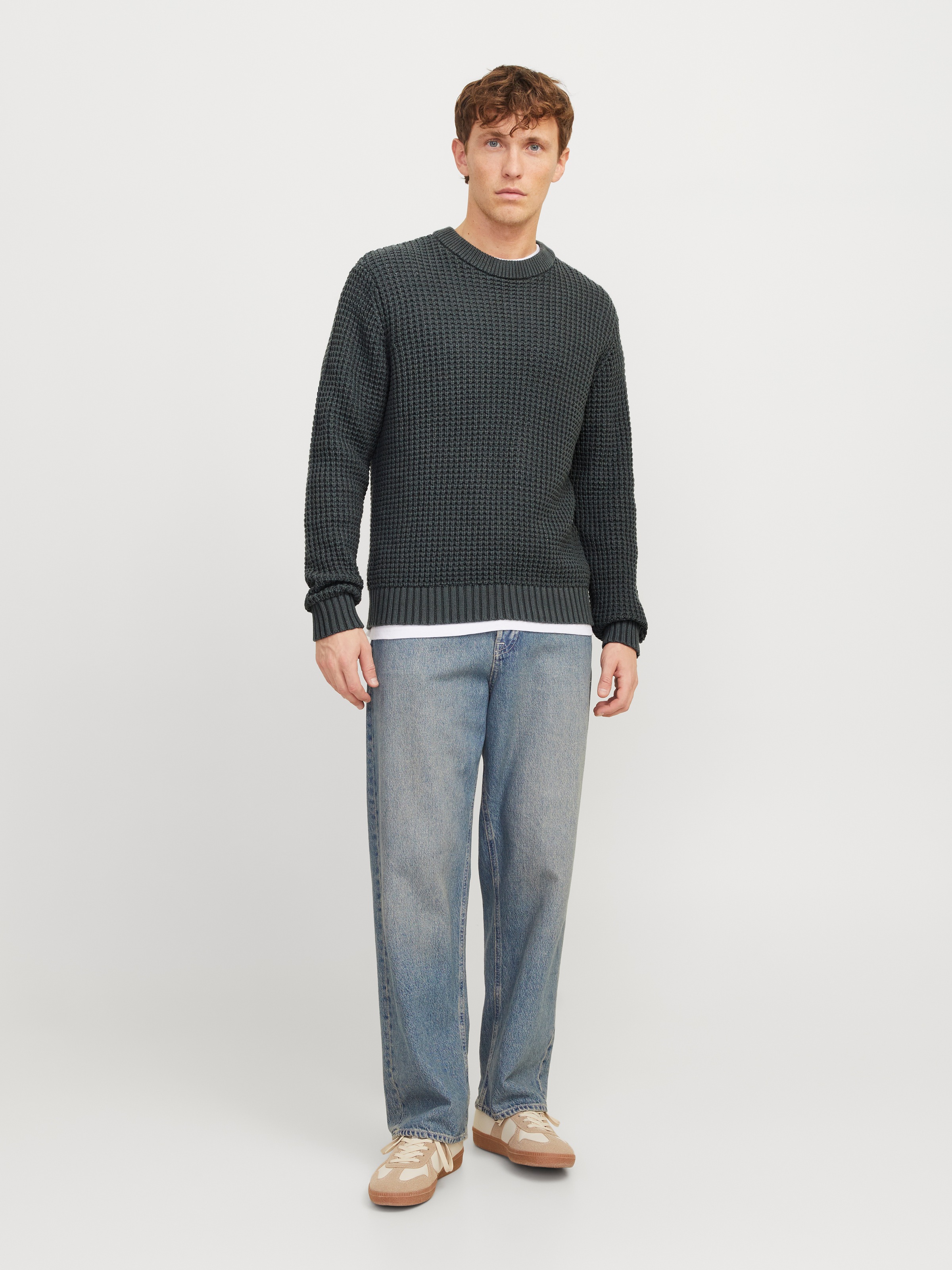 Jack & Jones Rundhalspullover »JCOZION KNIT CREW NECK BF«, mit markanter Struktur