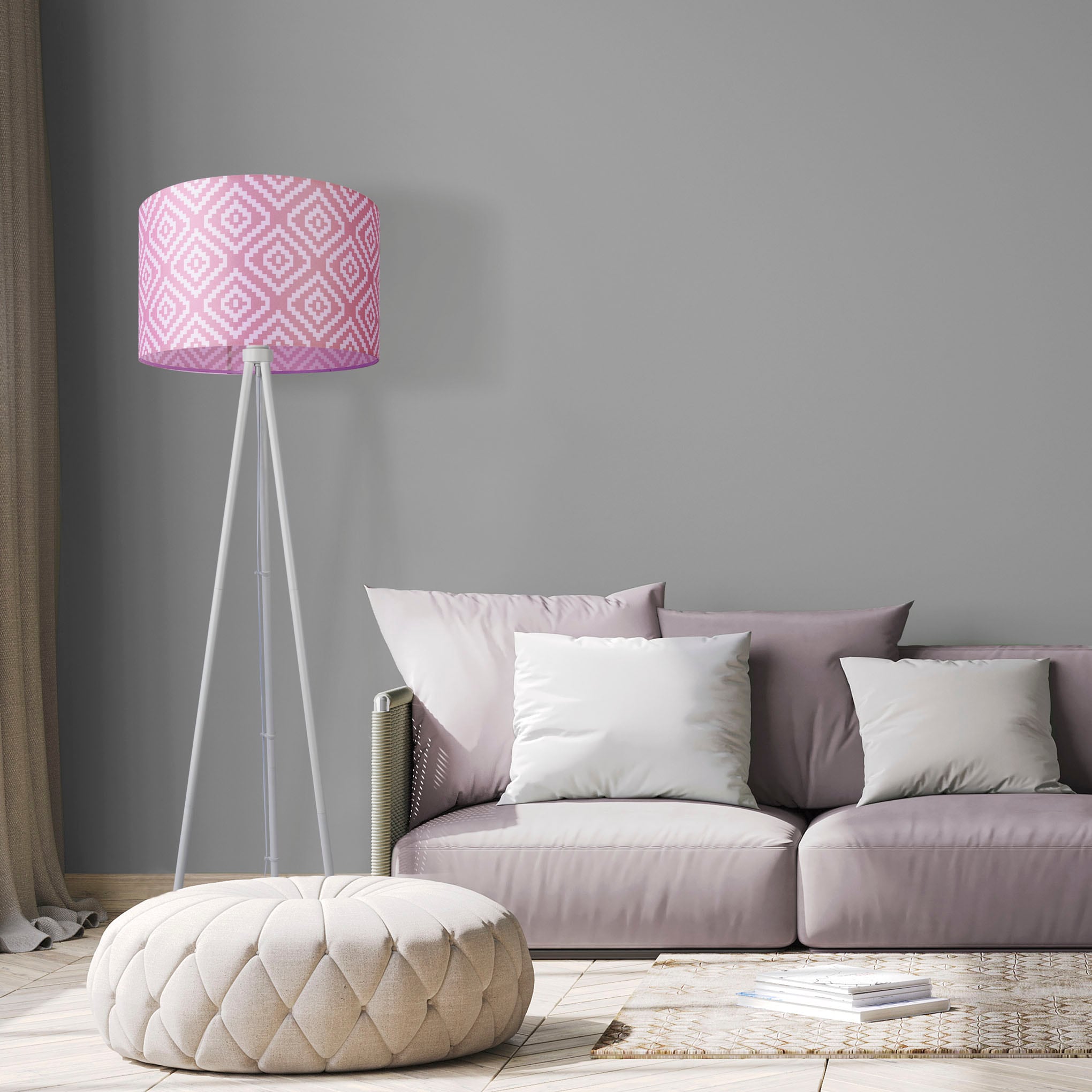 Paco Home Stehlampe »Trina Stella« E27 Dreibein  Modern Stofflampenschirm Vintage Design Textil Wohnzimmer