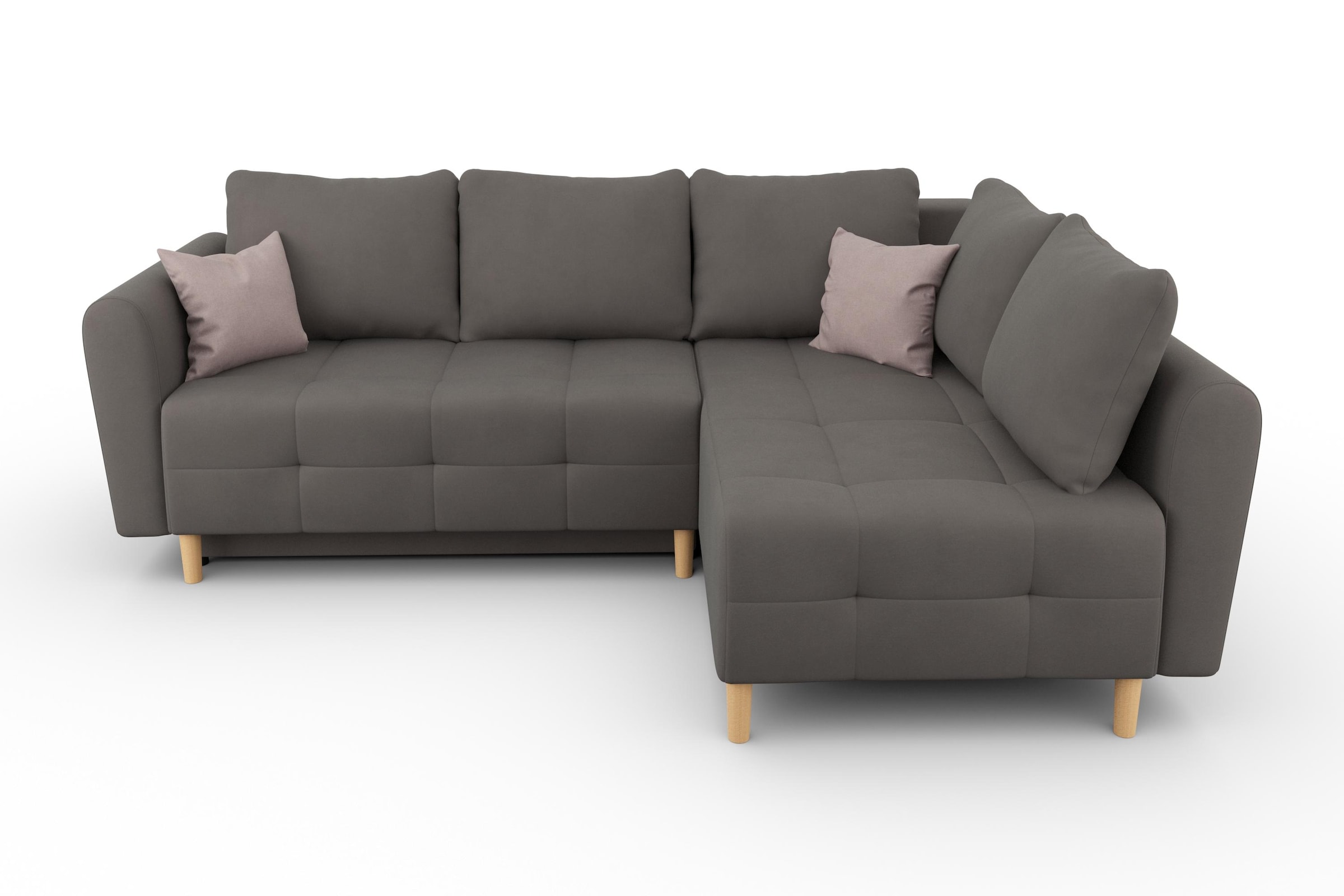 Home affaire Ecksofa »Nordic L-Form«, mit Bettfunktion und Bettkasten, Steppung, Federkern, 2 Zierkissen