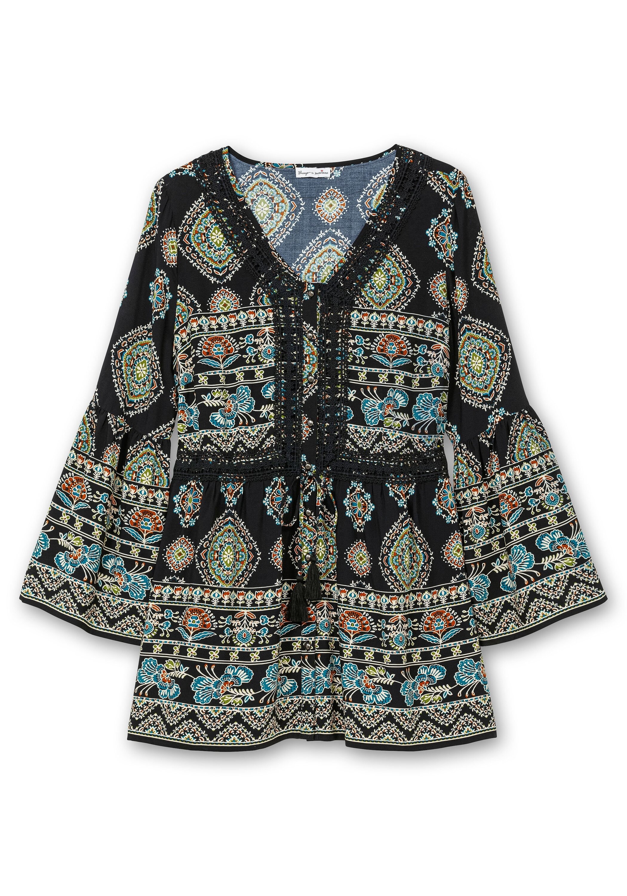 Sheego Longbluse »Longbluse im Ethno-Stil, mit Crochet-Spitze«