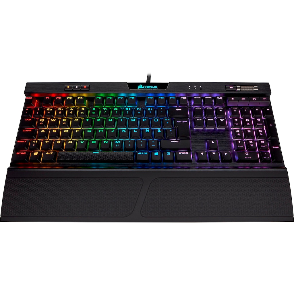 Corsair Gaming-Tastatur »K70 RGB MK.2 LOW PROFILE RAPIDFIRE«, (Multimedia-Tasten-USB-Hub-Handgelenkauflage-Profil-Speicher-Windows-Sperrtaste-Ziffernblock)