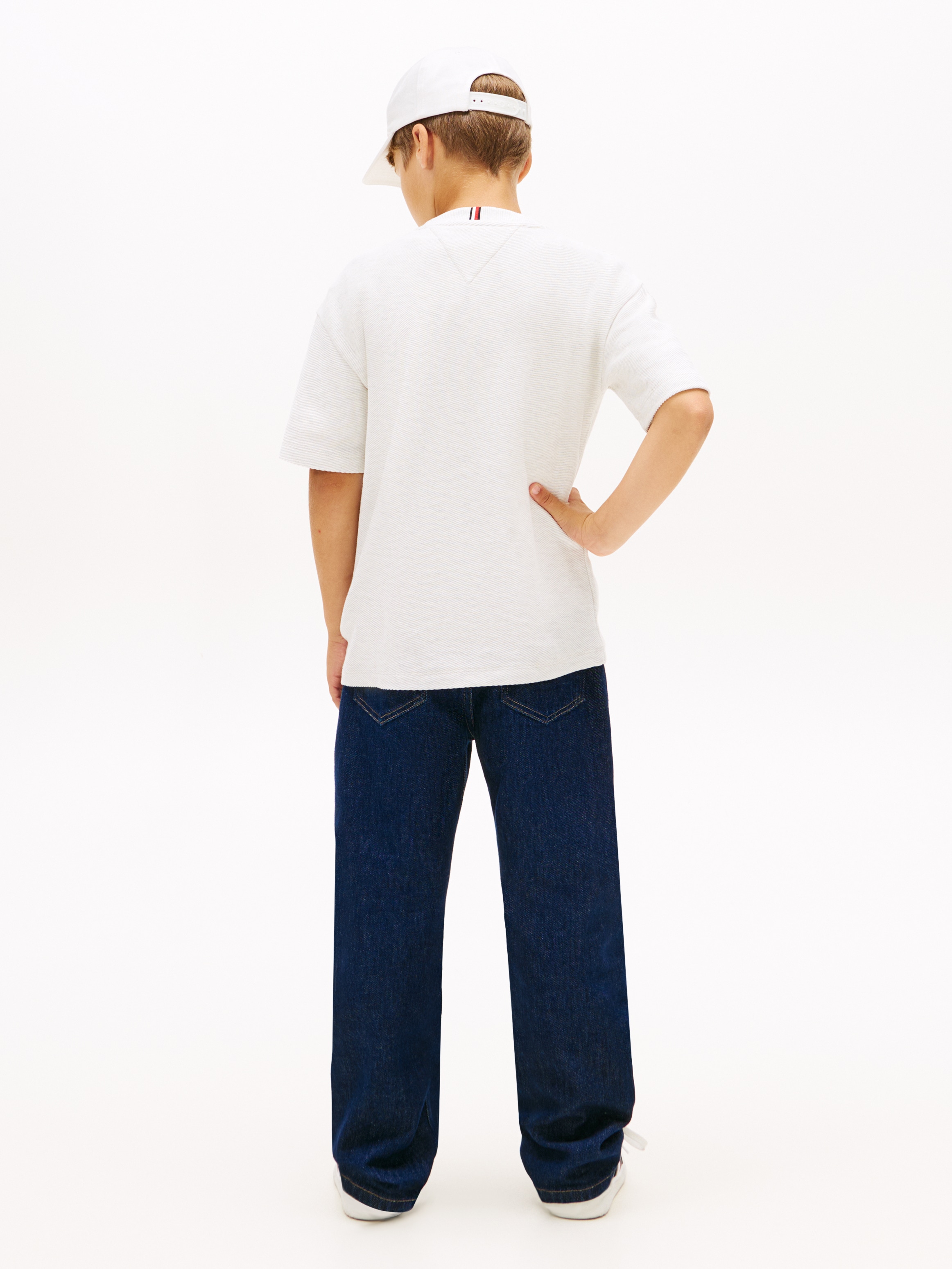 Tommy Hilfiger T-Shirt »TH SCRIPT JERSEY TWILL T-SHIRT« Kinder bis 16 Jahre, Rundhals, bestickt