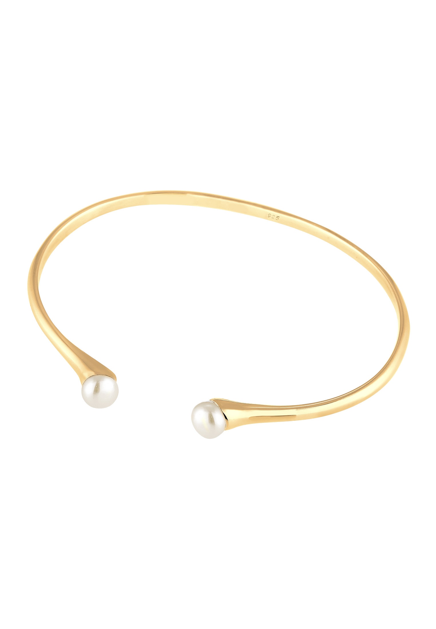 Elli Premium Armreif »Armband Armreif Süßwasserzuchtperle Weiß 925 Sterling Silber vergoldet«