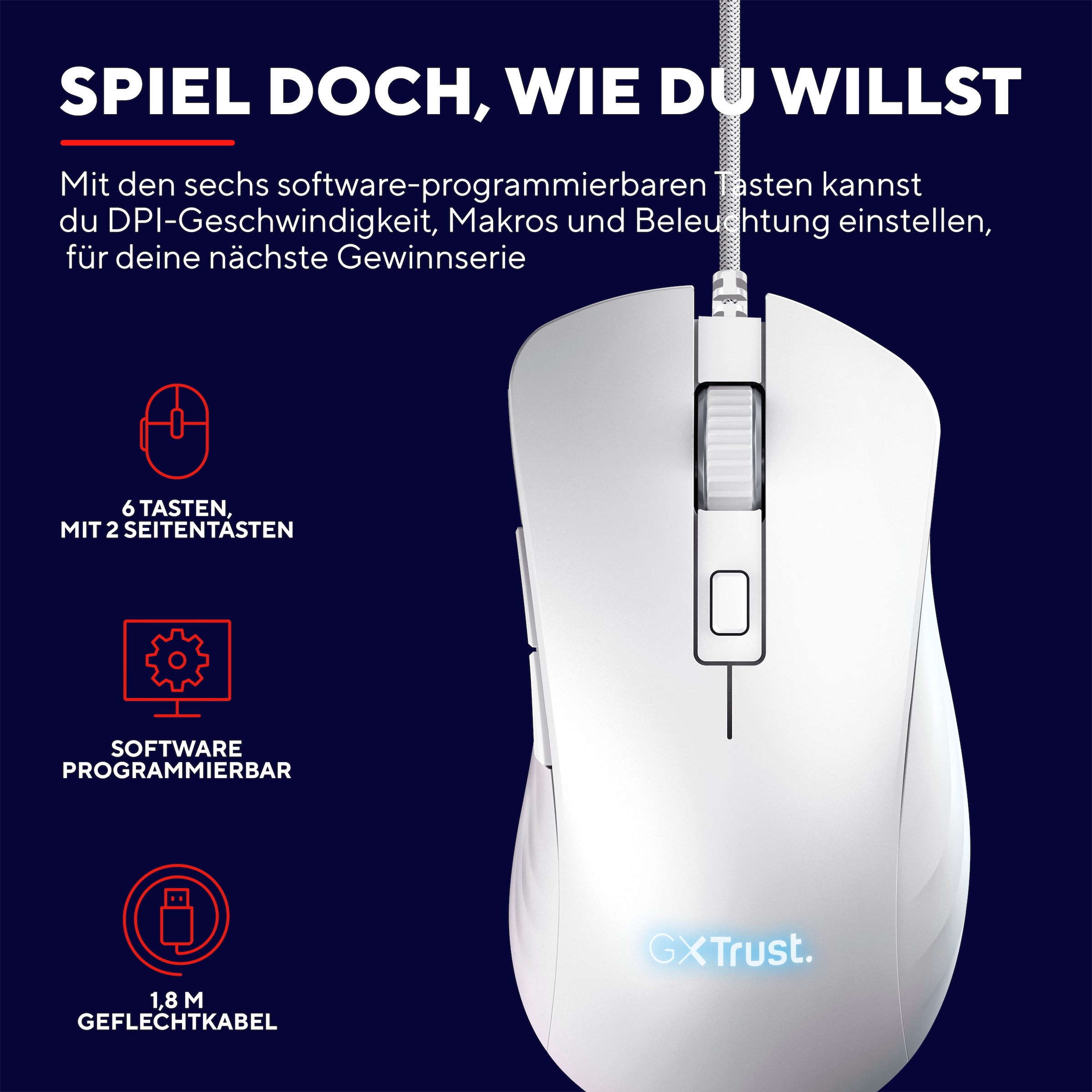 Trust Gaming-Maus »GXT924W Ybar+«, kabelgebunden