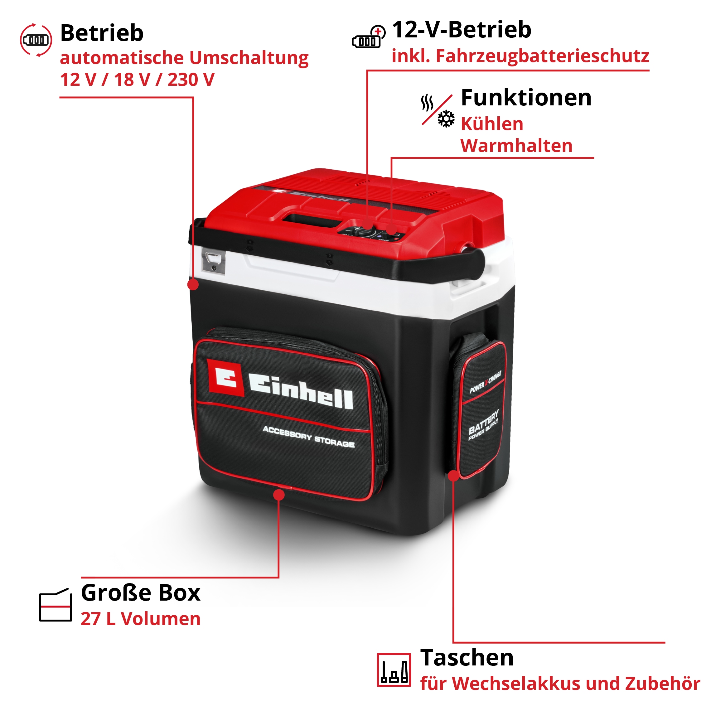 Einhell Kühlbox »Einhell Akku-Kühlbox TE-COL 18/27 + GC-EF 18/110«