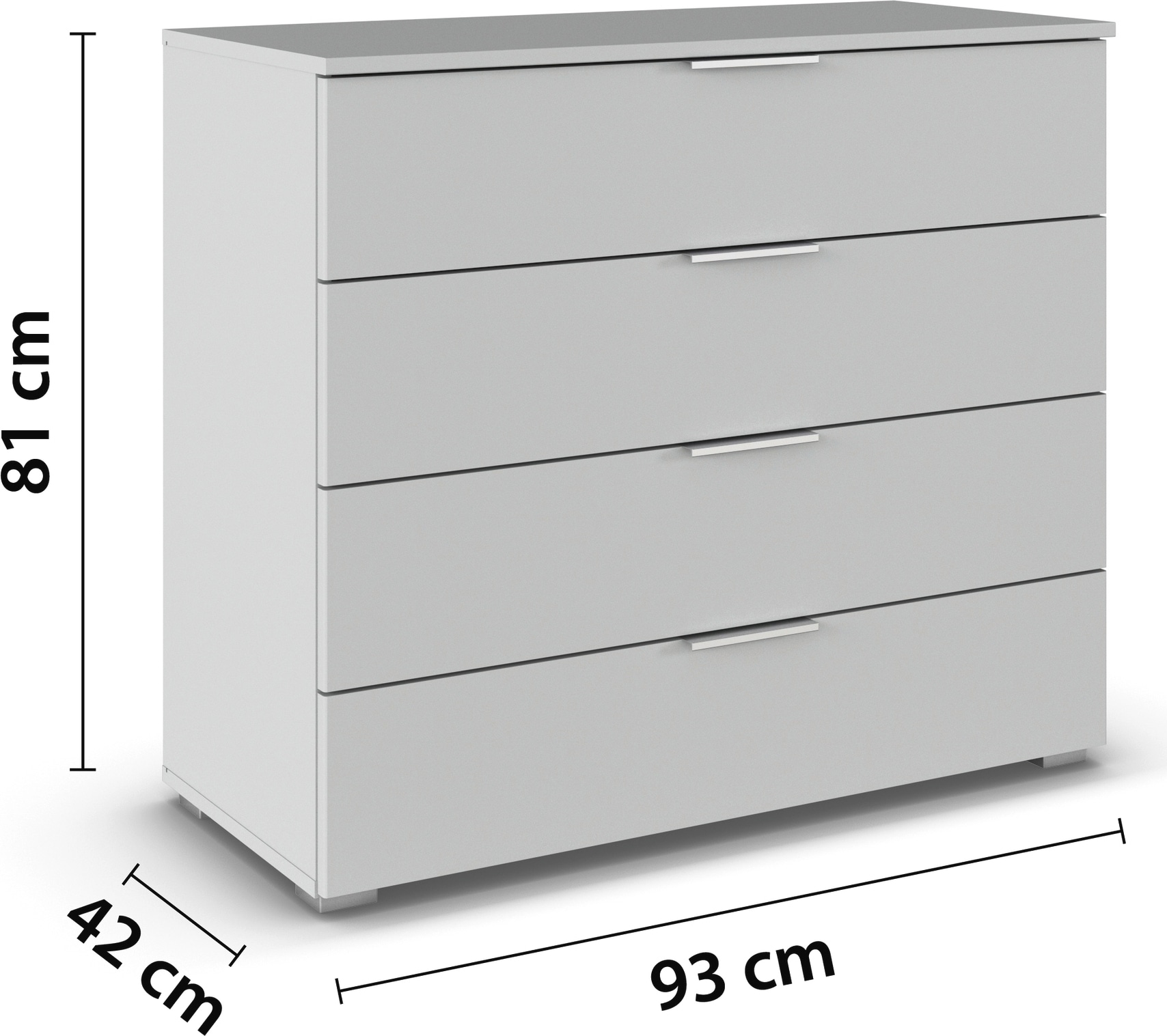 rauch Schubkastenkommode »Sideboard Schubladenkommode AGORDO mit Dekor- oder Hochglanzfront«, (in zwei Griff-Farben), Breite 93 cm mit 4 großen Schubladen für viel Stauraum MADE IN GERMANY