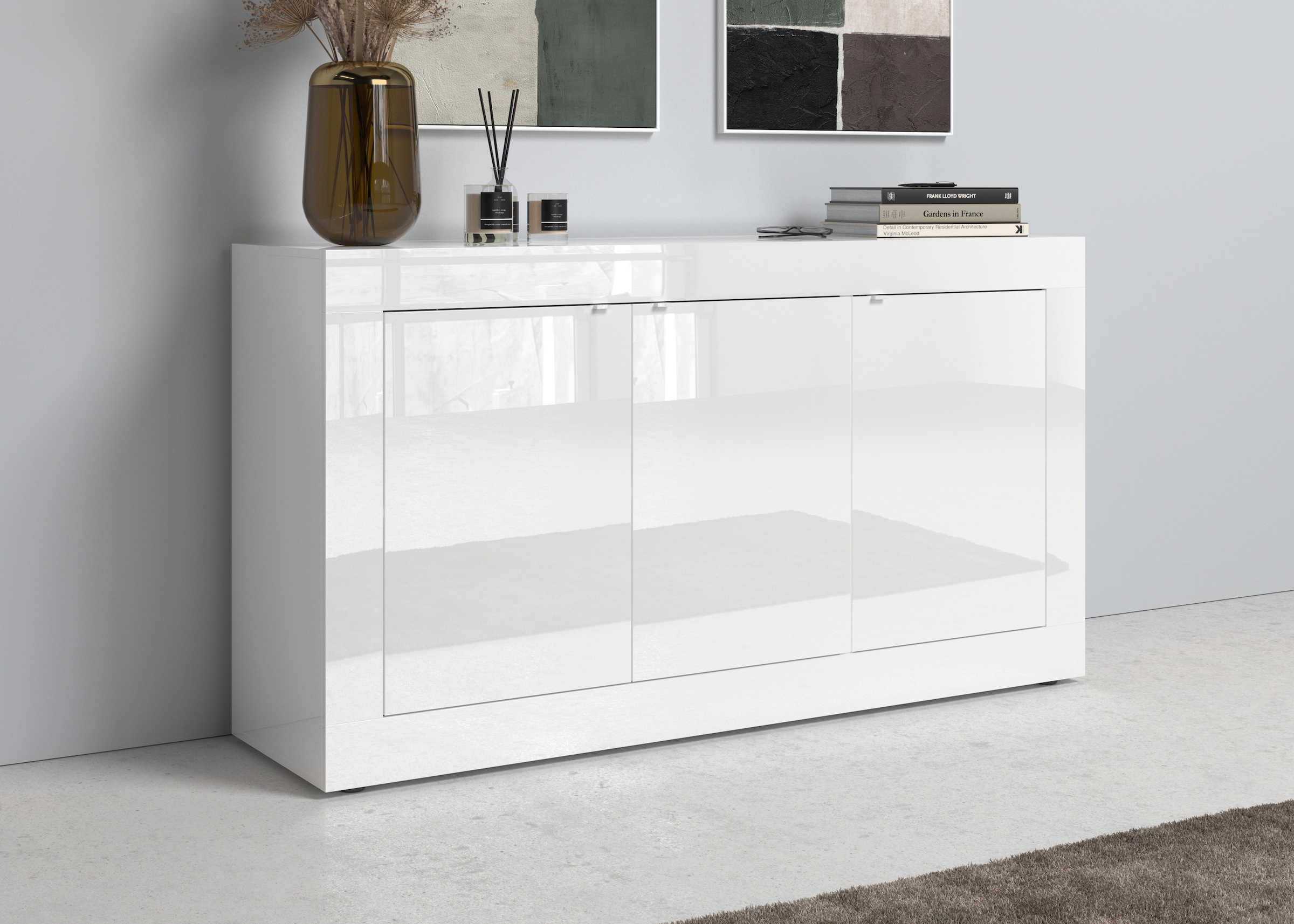 INOSIGN Sideboard »Basic Breite 160 cm, Kommode 3 Türen, Anrichte,«, Metallgriff, moderne Rahmenoptik, viel Stauraum, Farbauswahl