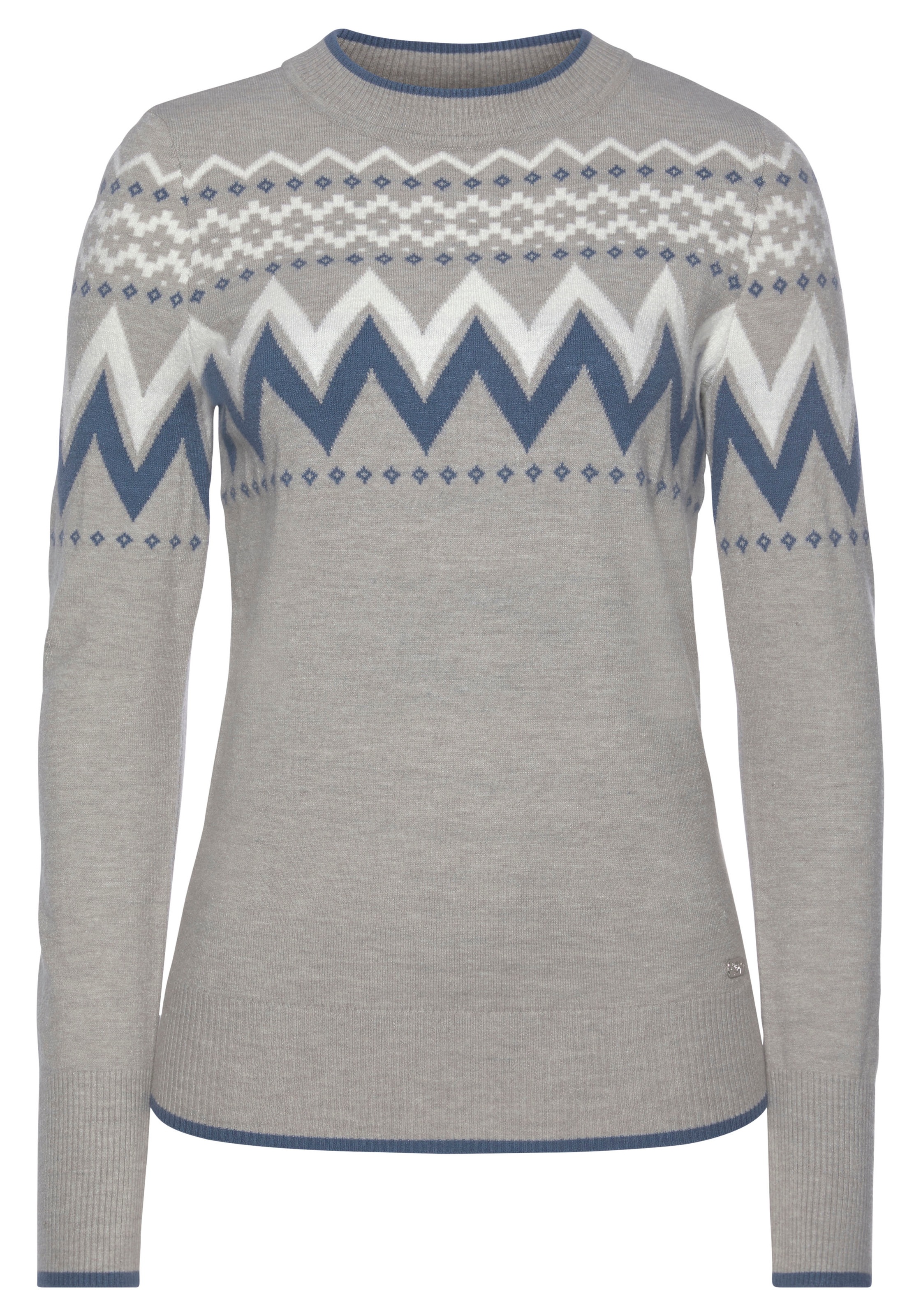 TOM TAILOR Polo Team Jacquardpullover, mit Jacquardmuster und Kontrast-Streifen an den Bündchen