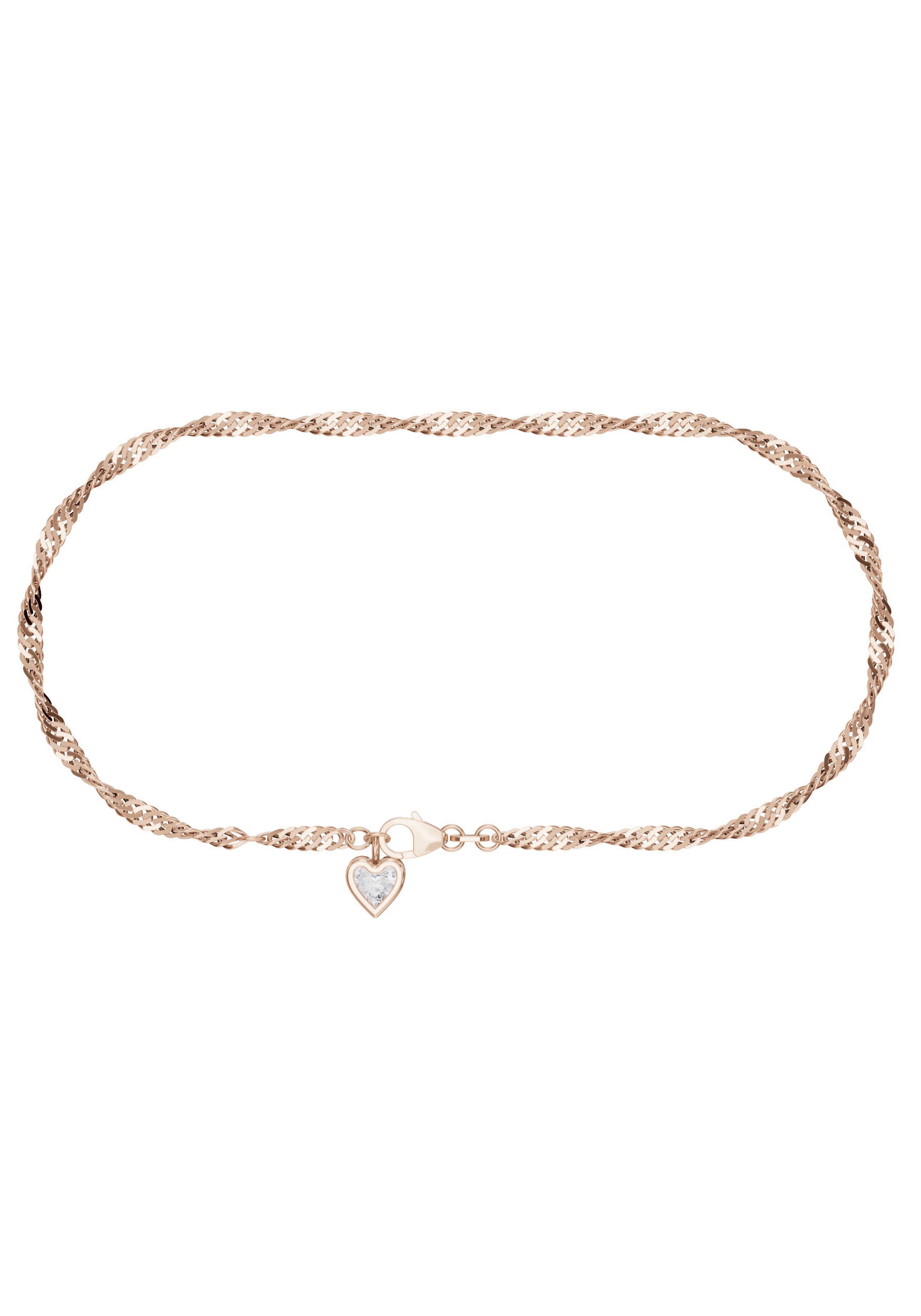Firetti Fußkette mit Anhänger »Schmuck Geschenk Silber 925 Körperschmuck Herz+LIEBE Singapurkette«, mit Zirkonia (synth.)