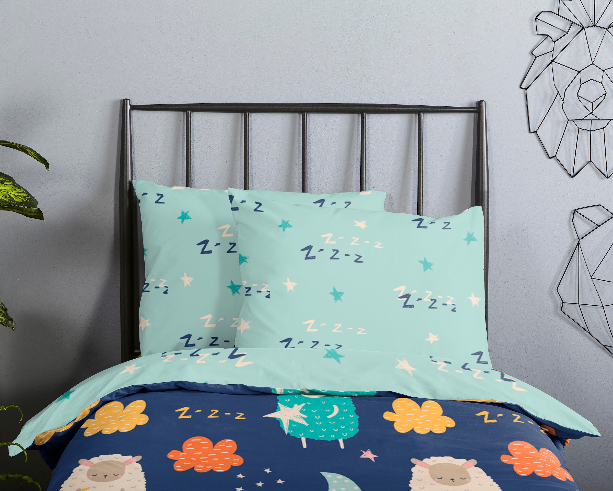 good morning Babybettwäsche »Sheep Sleep Junior«, Baumwolle, 100x135, Reißverschluss, Wendeoptik, Baby, Schafe, Blau