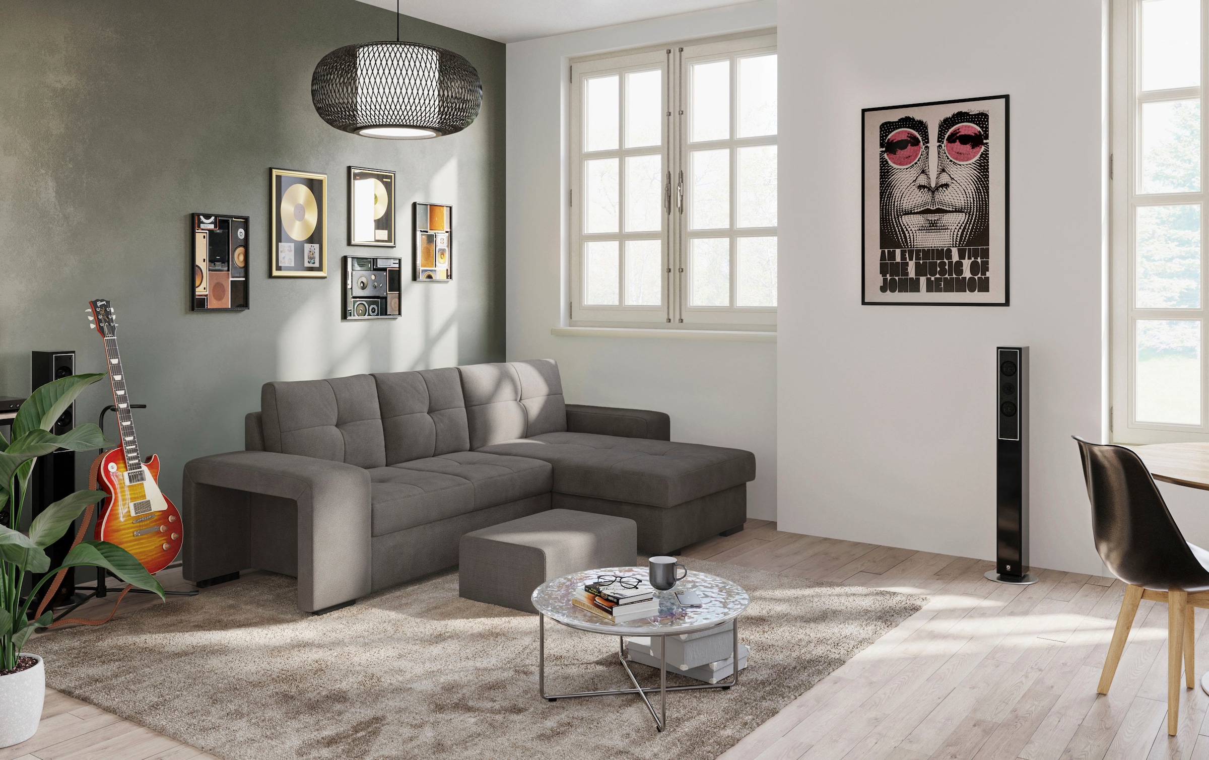 COTTA Ecksofa »Mattina L-Form«, mit Hocker, wahlweise mit Bettfunktion & Bettkasten