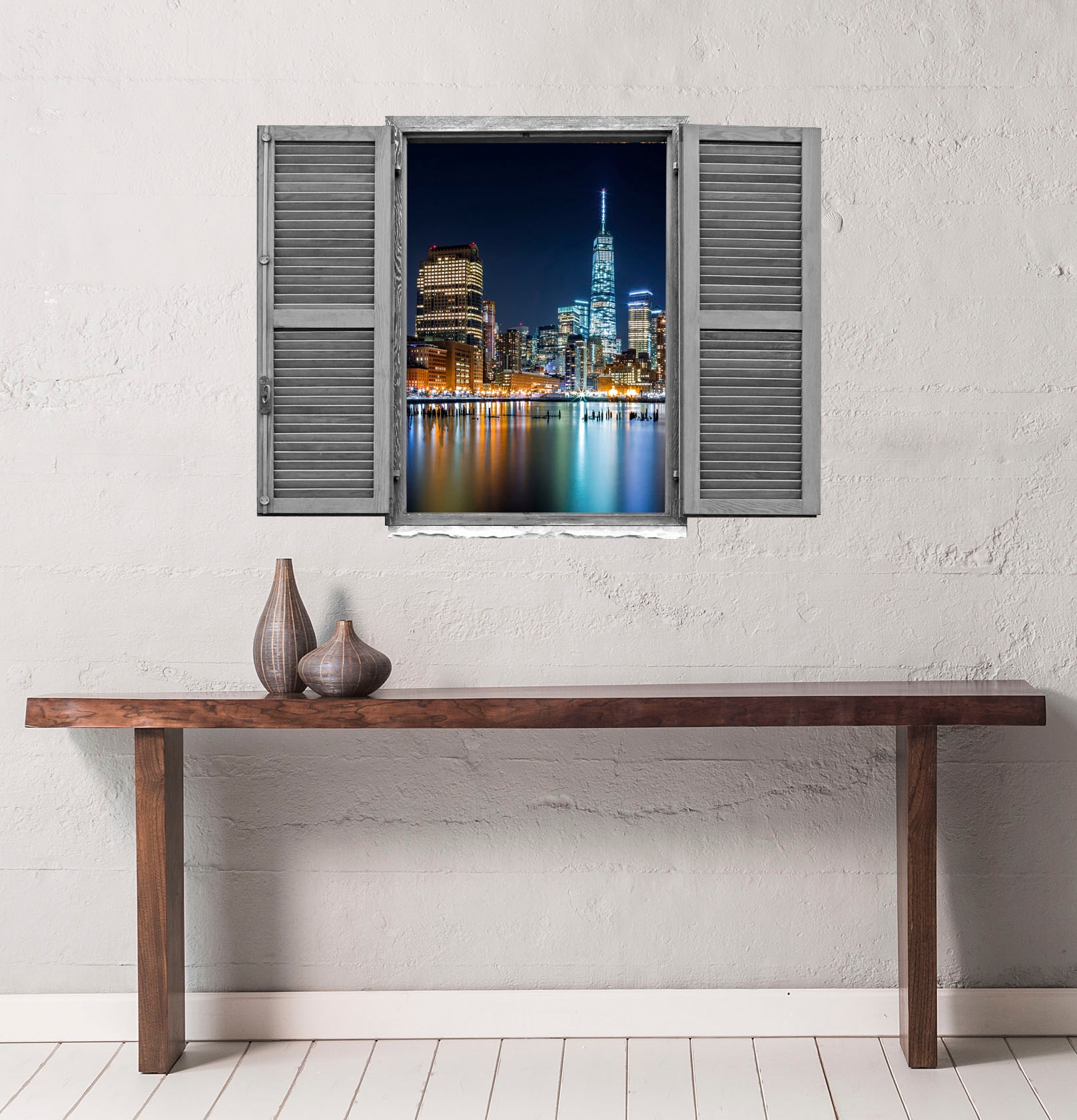 queence Wandtattoo »Großstadt«, (1 St.), Wandsticker, Wandbild, selbstklebend, 3D, Fenster