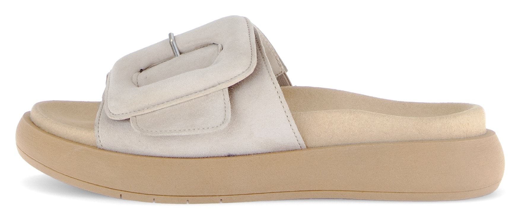 Gabor Pantolette, Plateau, Sommerschuh, Schlappen mit großer Zierschnalle