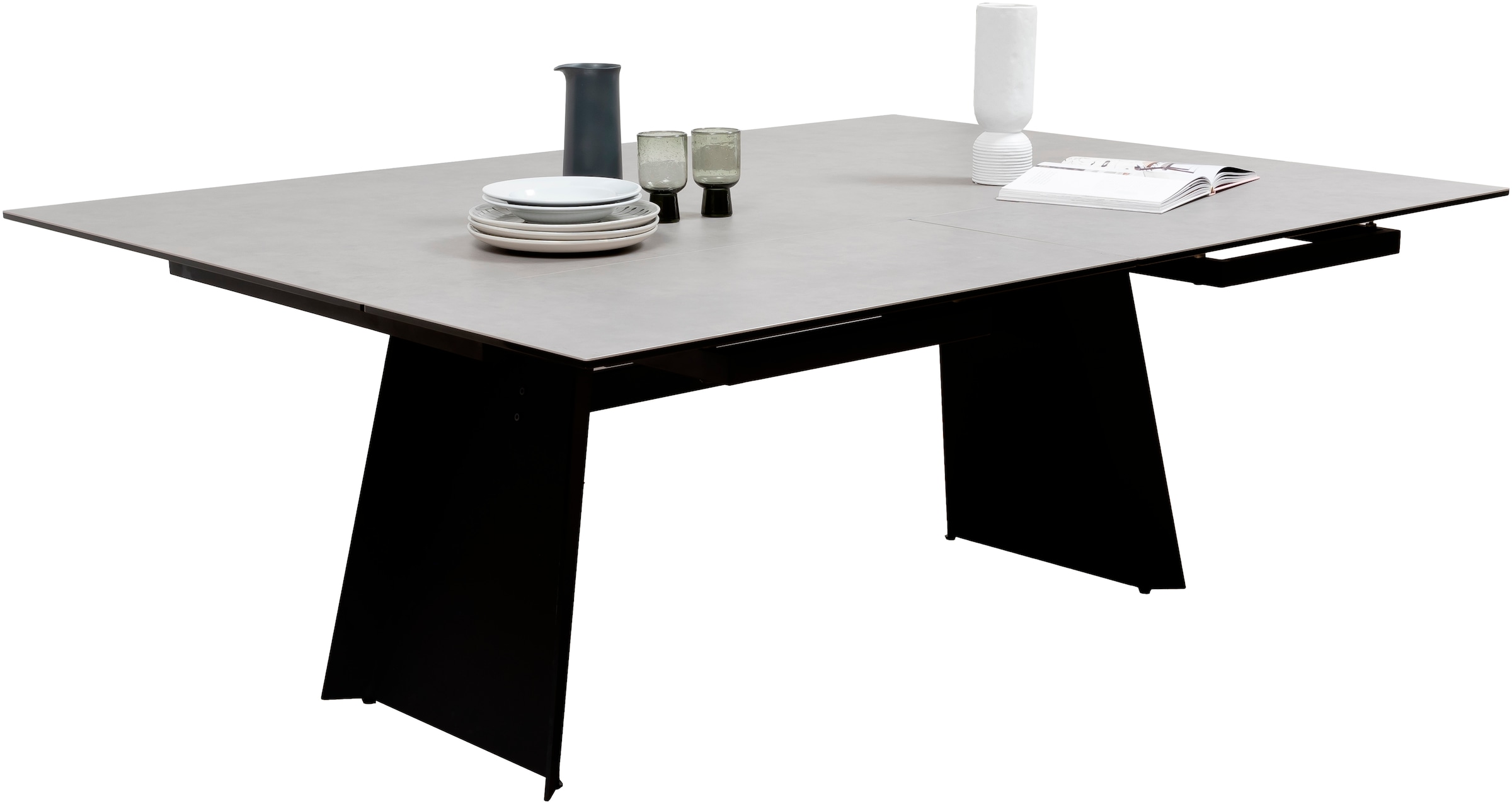 MCA furniture Esstisch »MOLINARA Auzugtisch 200-290cm hellgrau«, (1 St.), Keramik, Metall, Stirnauszug, ausziehbar, 10-12 Personen