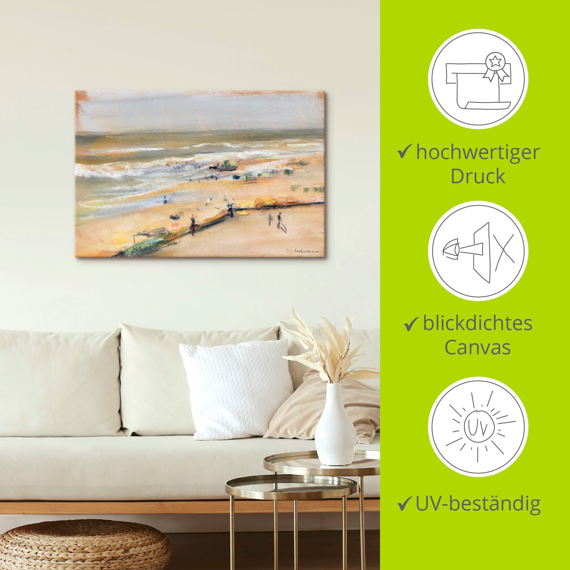 Artland Leinwandbild »Blick von der Düne aufs Meer, Nordwijk« Strandbilder 1 Stk. tlg. auf Holzrahmen gespannt