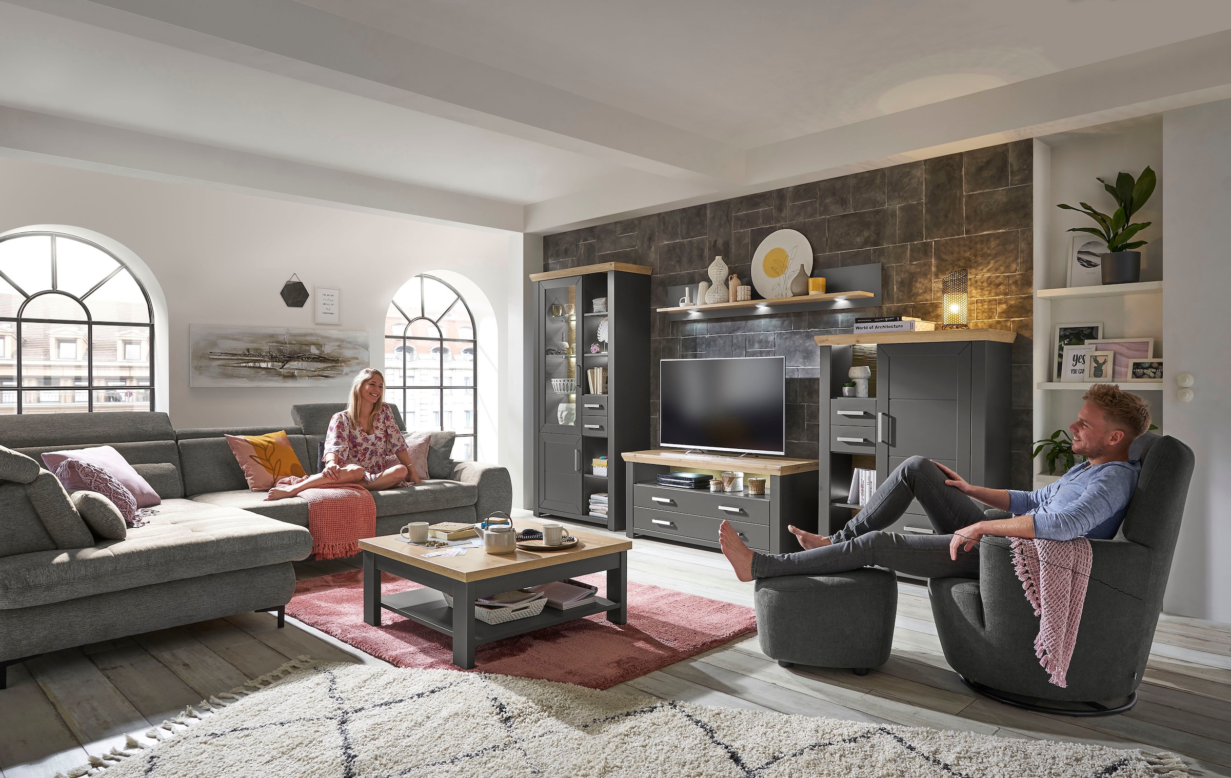 set one by Musterring Lowboard »York« Typ 32, mit 4 Schubkästen, Beleuchtung optional, Breite 140 cm