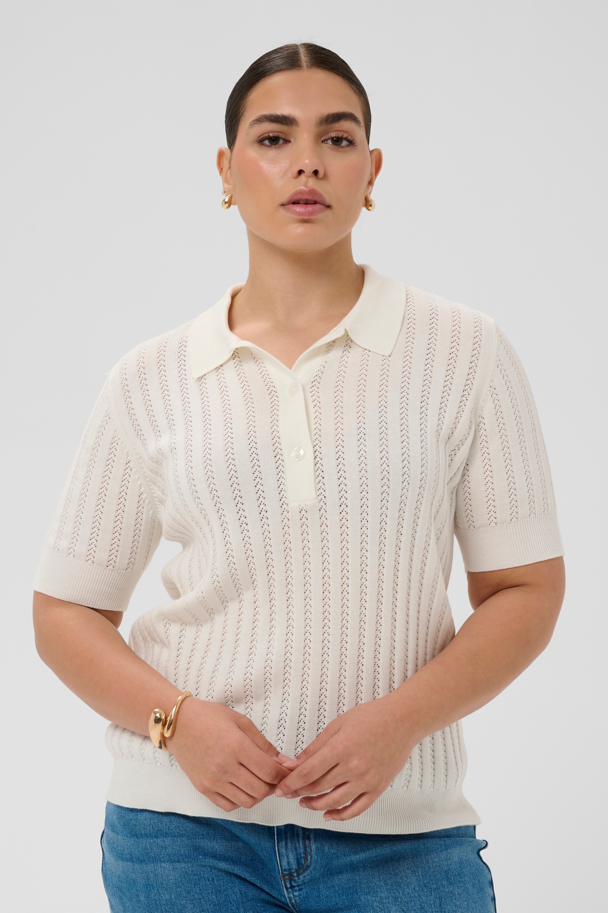 KAFFE Curve Longtop »Kurzarm-Bluse KCbirda«