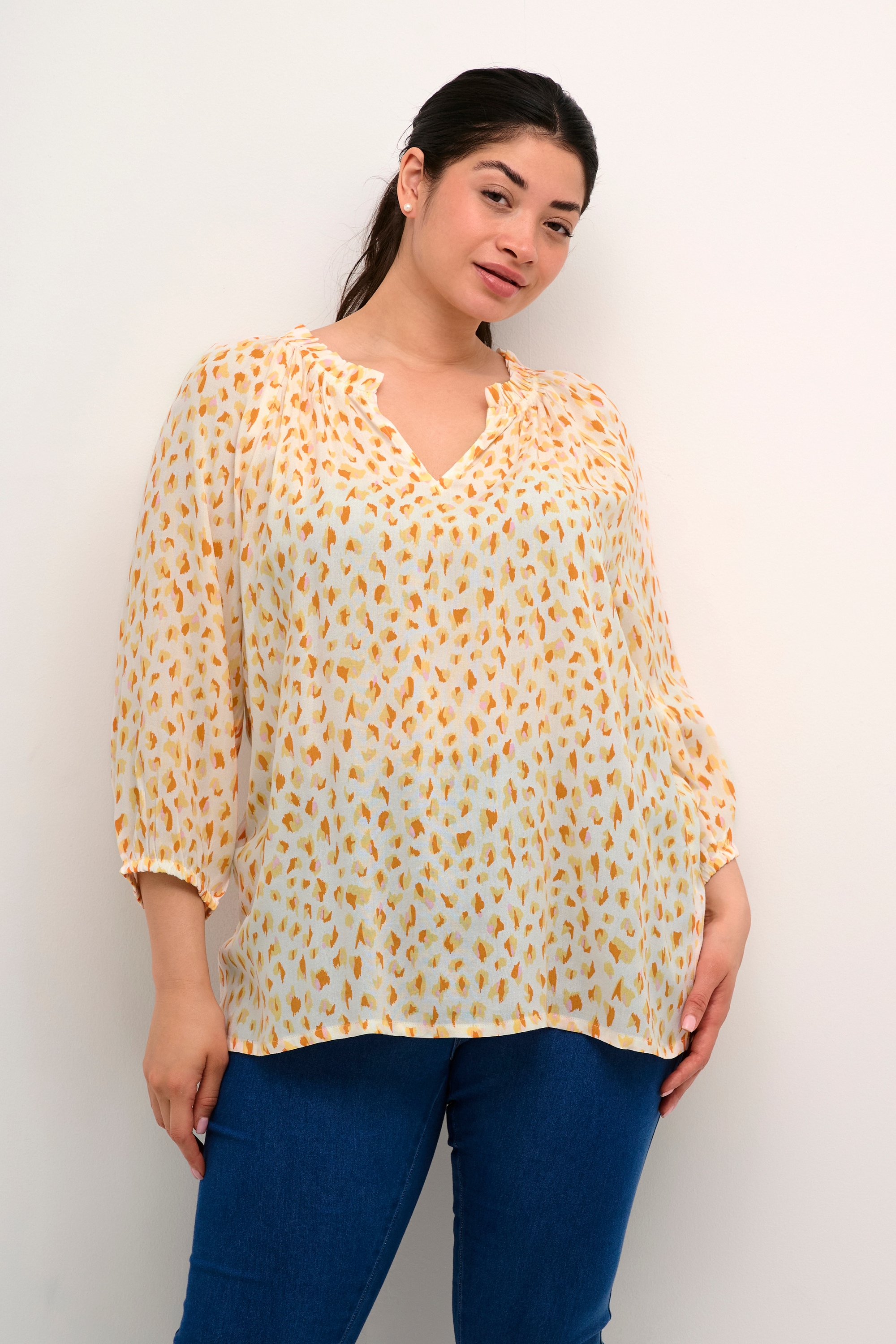 KAFFE Curve Langarmbluse »Damen Bluse langarm KCsigrida«