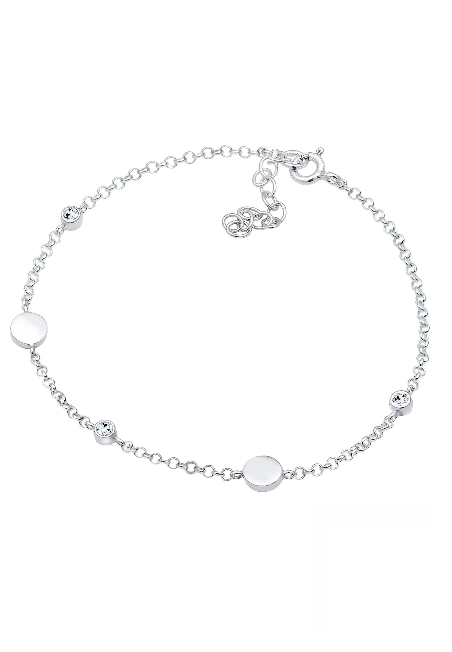 Elli Armkette »Armband Plättchen Rund 925 Sterling Silber, mit Kristallen von Swarovski®«