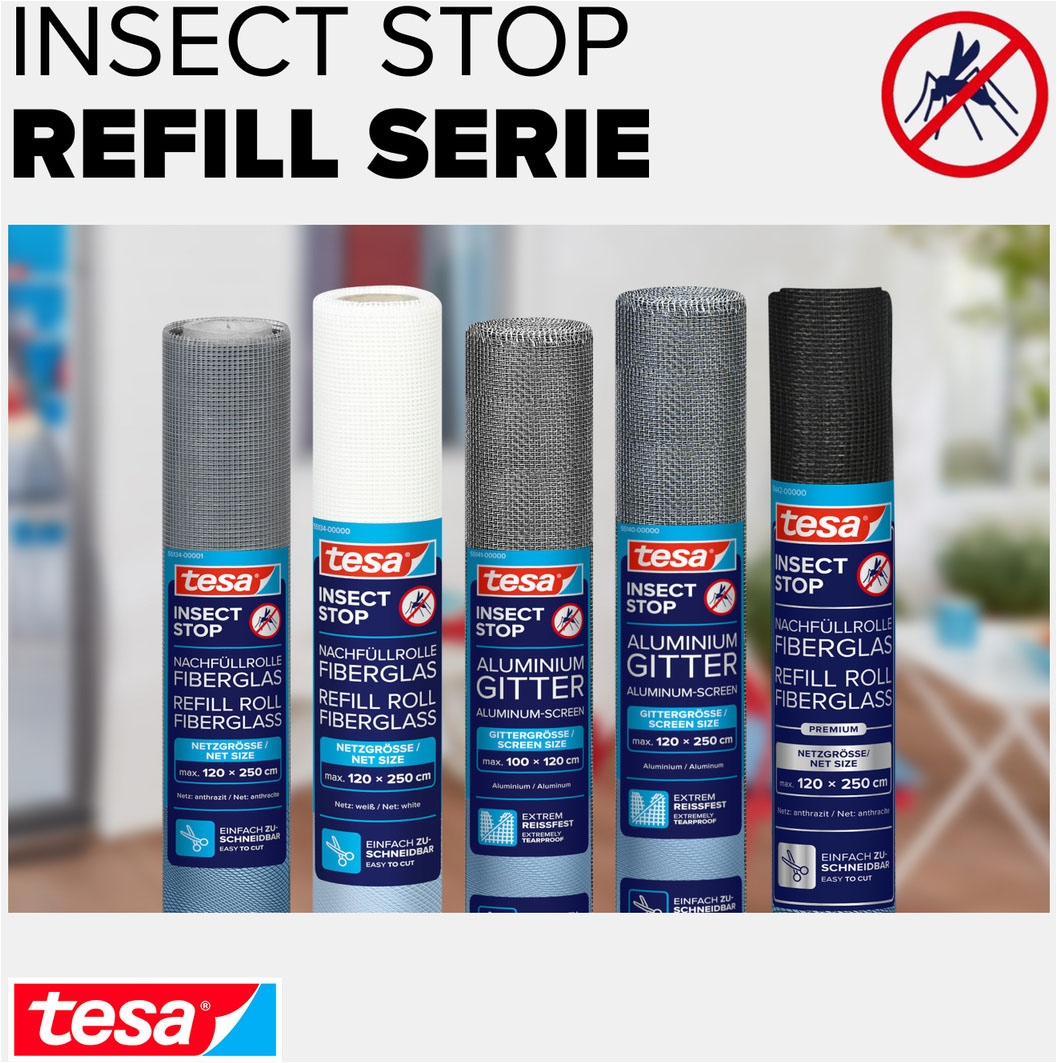 tesa Fliegengitter-Gewebe »Nachfüllrolle Aluminium - Alu-Gitter Ersatzrolle für Fliegengitter« Packung, Nachfüllrolle, 1 Stk. tlg. INSECT STOP Ersatz-Rolle 120 cm x 250 cm