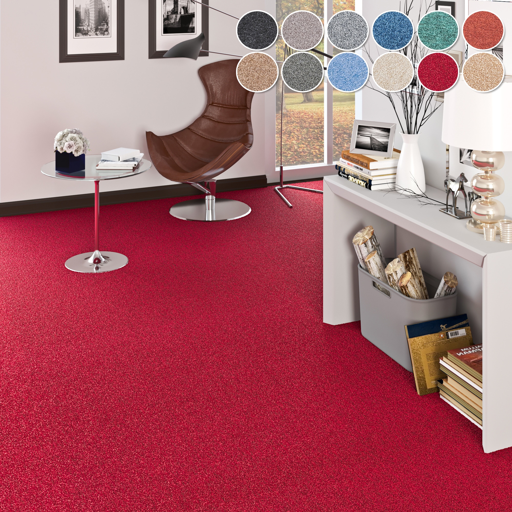 my home, Teppichboden »Fortis, Schlinge, Made in Netherlands« rechteckig 5 mm Höhe meliert, Breite 400 cm, strapazierfähig, Wohnzimmer, Rot, 